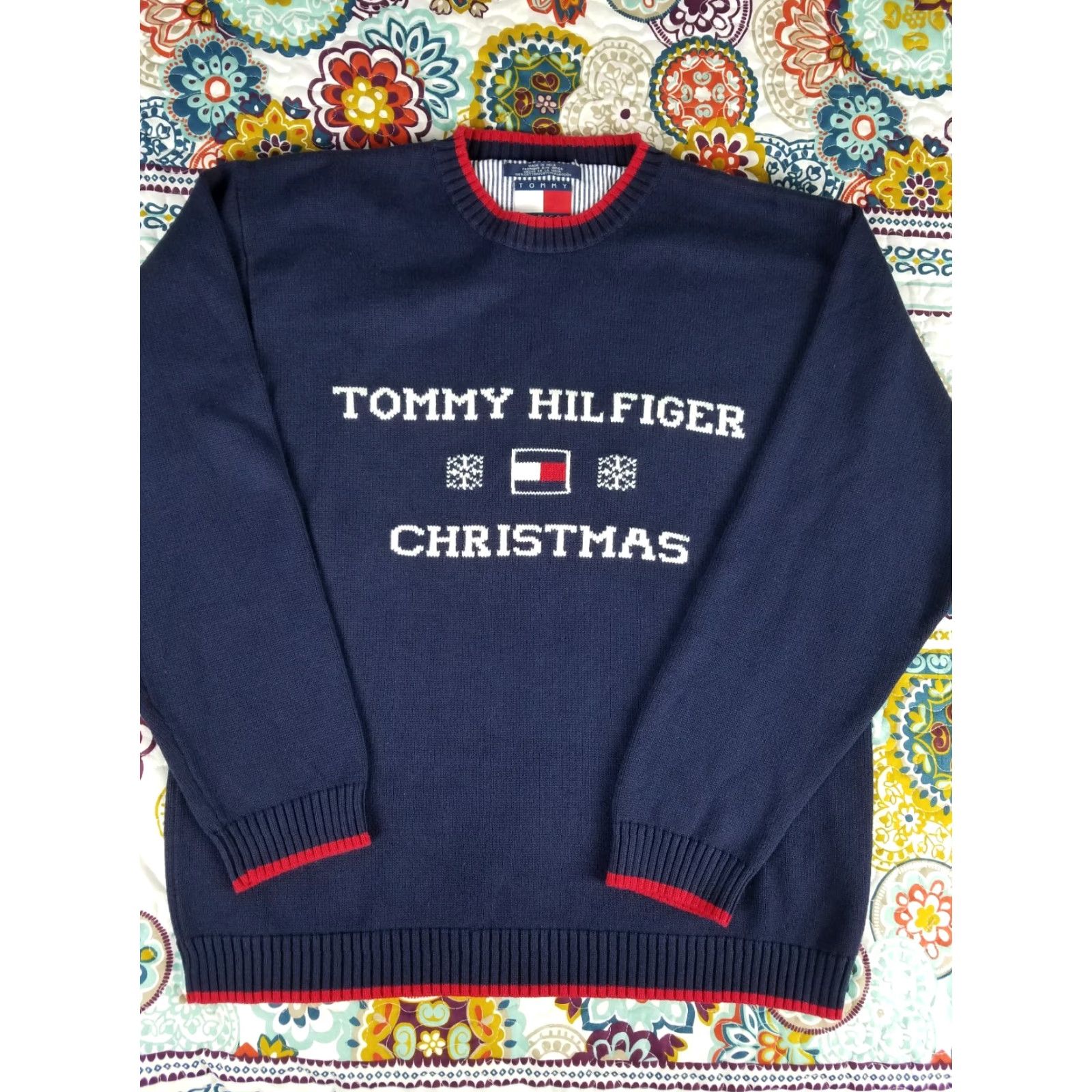 Tommy Hilfiger VINTAGE Tommy Hilfiger Christmas Knit Sweater Mens XL Blue Crewneck 90s VTG Rare Size US XL / EU 56 / 4 - 2 Thumbnail