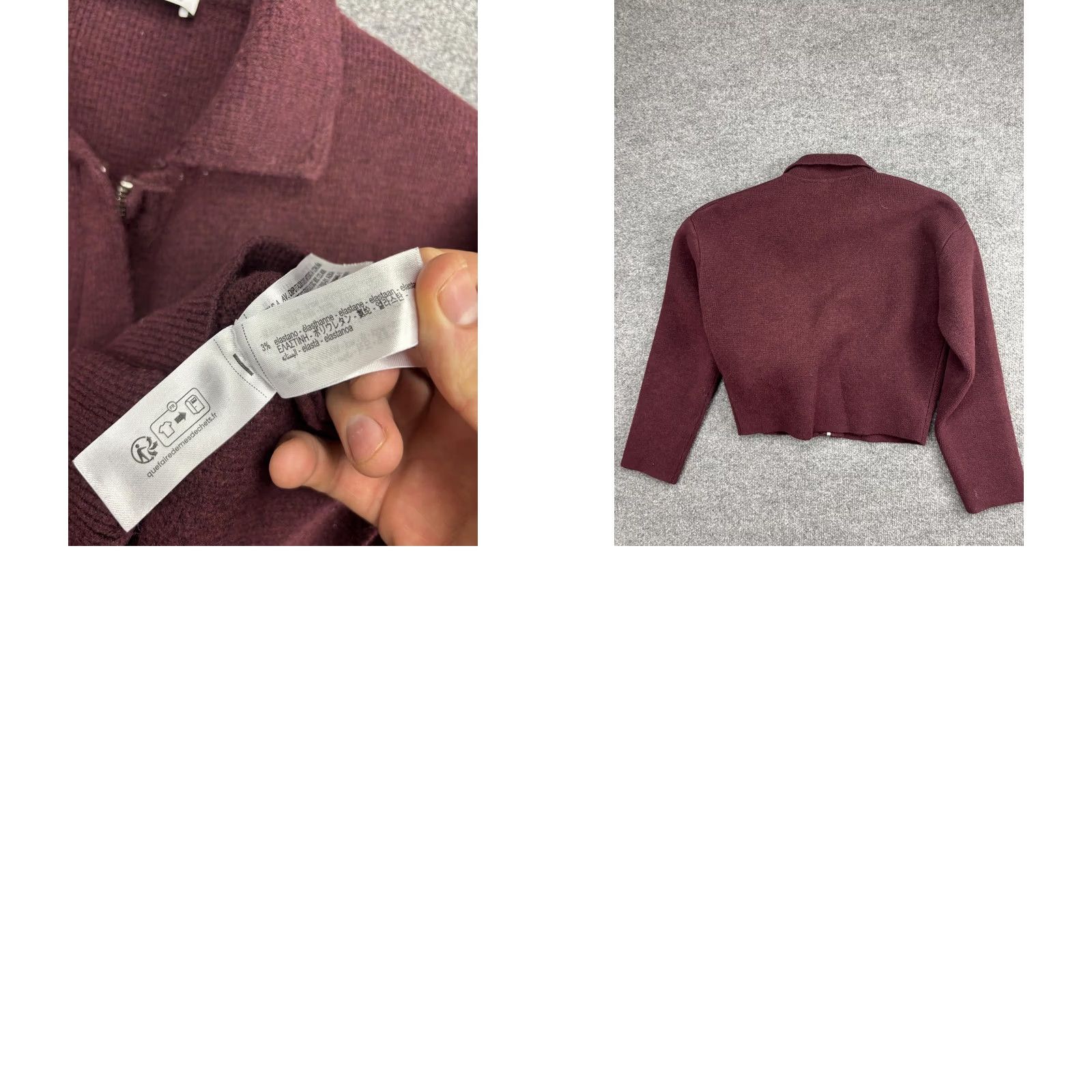 Zara Zara Sweater Jacket Womens Small Purple Collared Full Zip Knit Pockets Cropped Size S / US 4 / IT 40 - 8 Thumbnail
