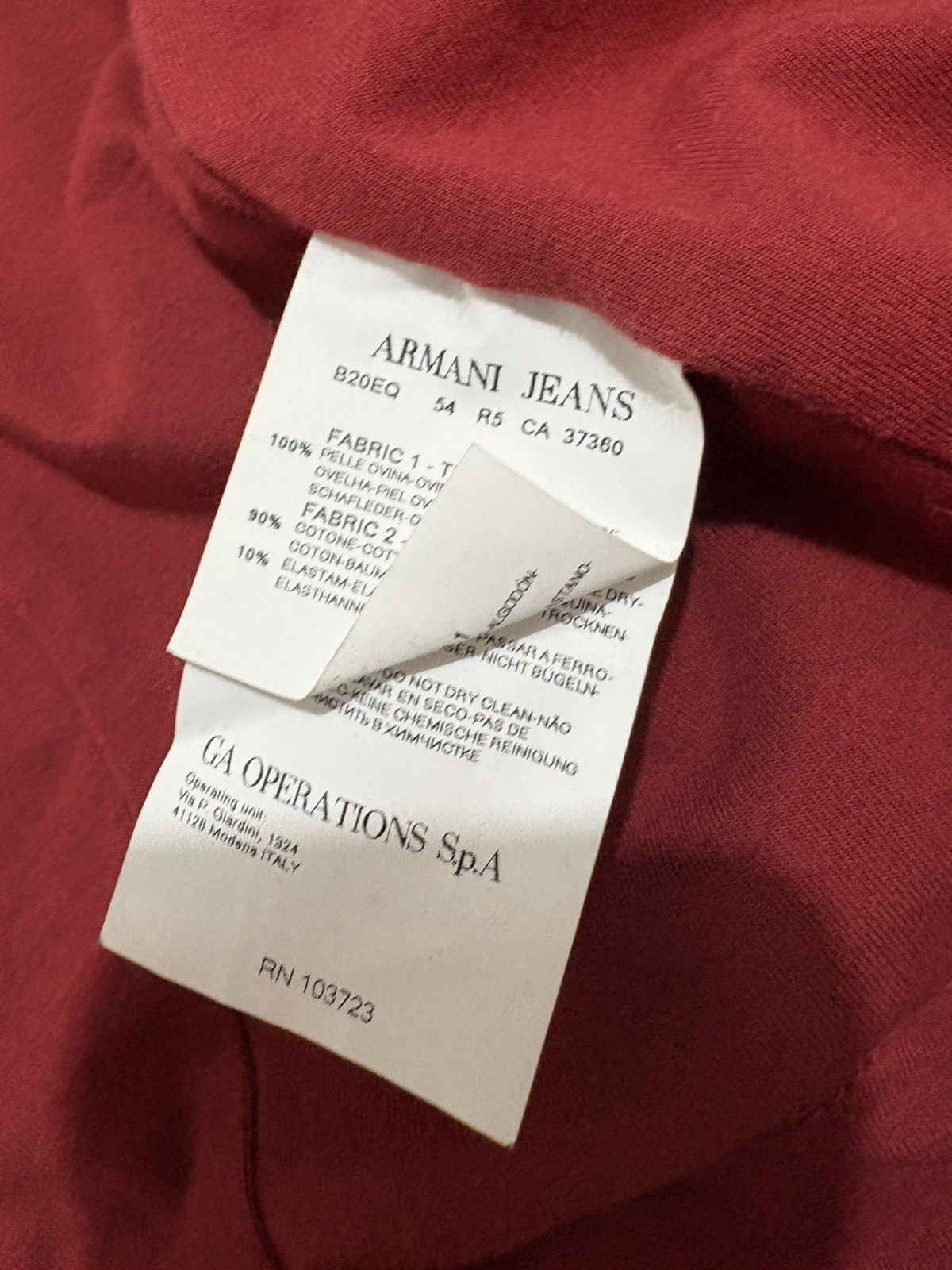 Emporio Armani Red Leather Jacket Emporio Armani Size US S / EU 44-46 / 1 - 3 Thumbnail