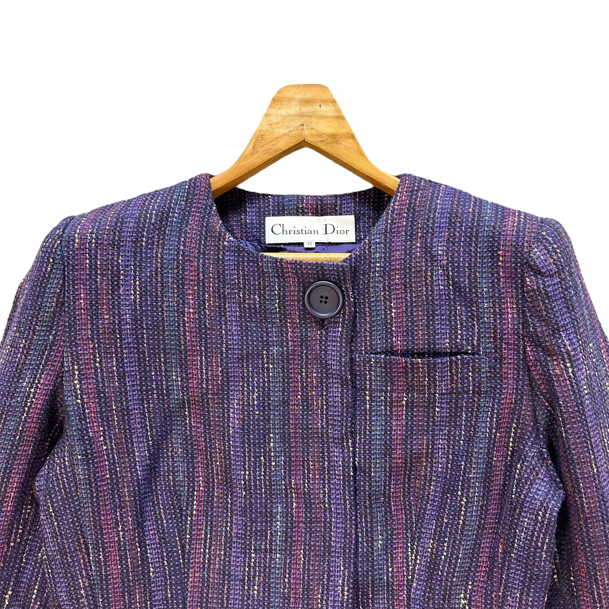 Christian Dior Monsieur CHRISTIAN DIOR Purple Tweed Elegant Jacket #A56-1287 Size M / US 6-8 / IT 42-44 - 2 Thumbnail