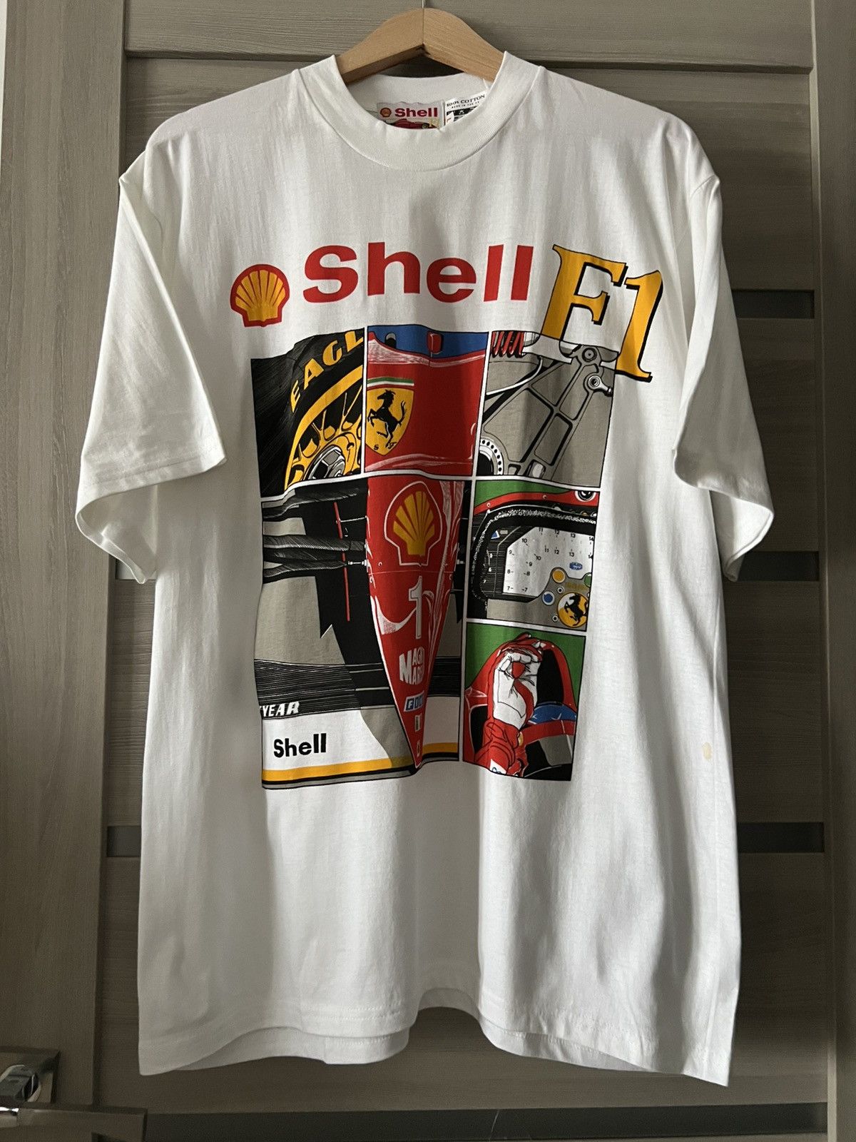 Ferrari Y2K Ferrari Shell Formula 1 Racing White t-shirt Tee Size US L / EU 52-54 / 3 - 14 Thumbnail