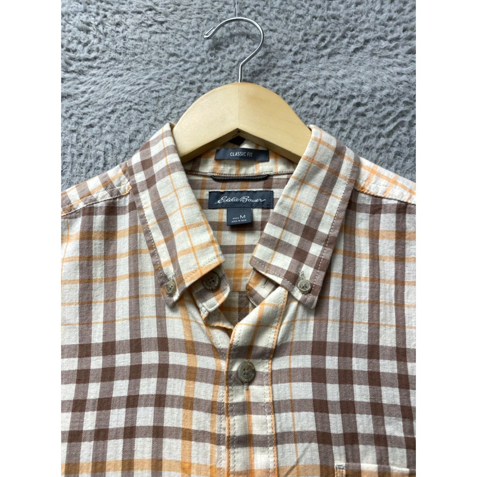 Eddie Bauer EDDIE BAUER Button Shirt Men’s M Brown Peach Plaid LS Shirt Large Light Size US M / EU 48-50 / 2 - 3 Thumbnail