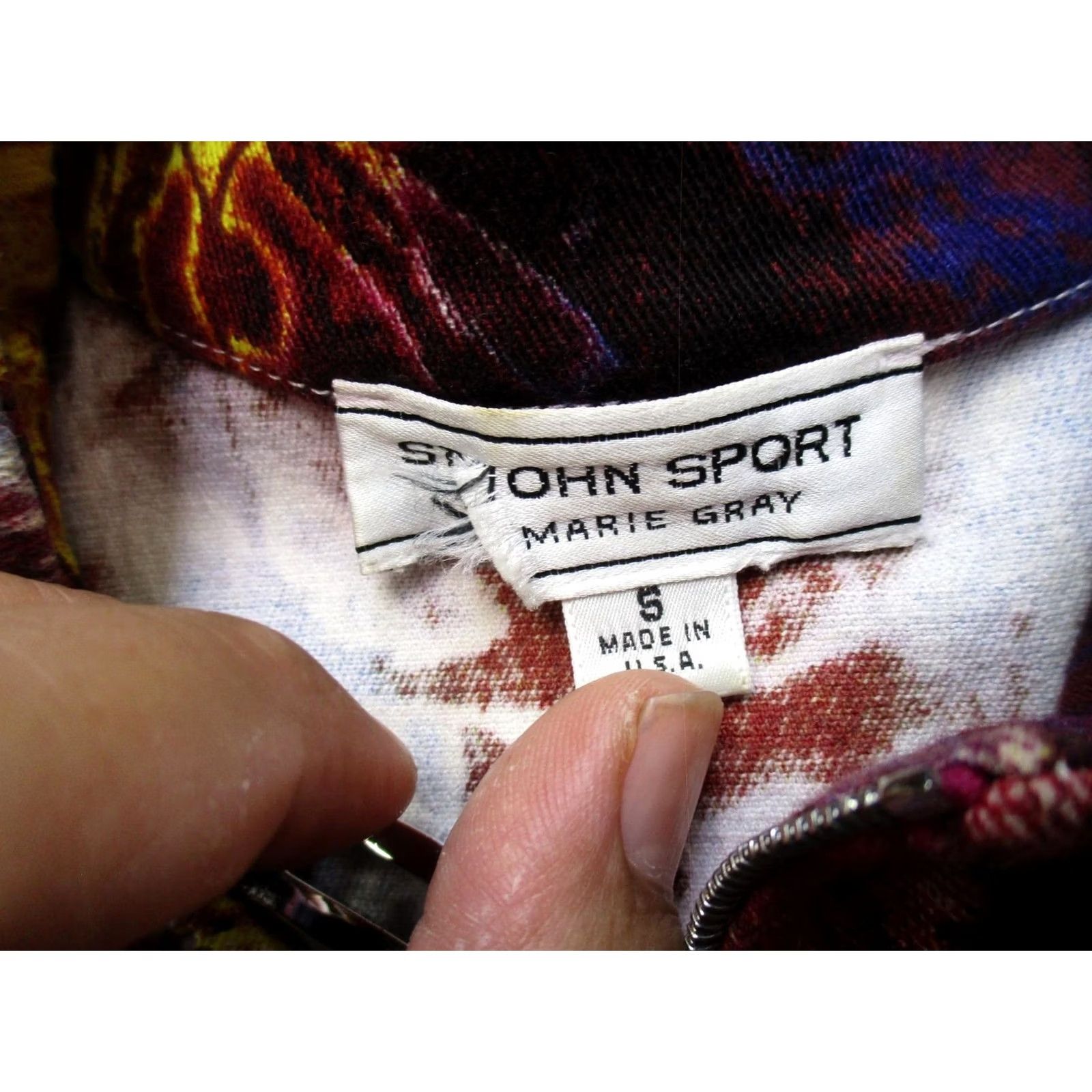 Vintage St John Sport Jacket Womens S Abstract Twill Full Zip Collared Geometric Size S / US 4 / IT 40 - 3 Thumbnail