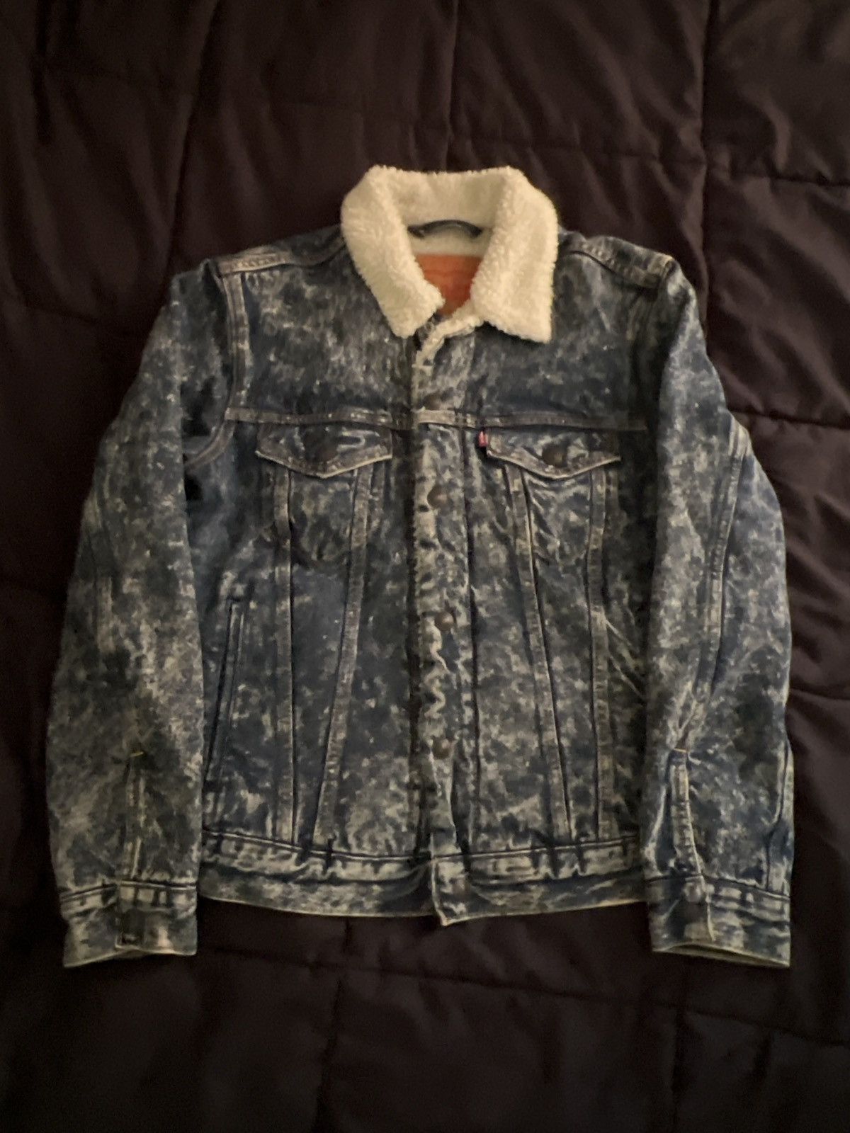 Levi's Levis’s Acid Washed Sherpa Lined Denim Jacket Size US S / EU 44-46 / 1 - 1 Thumbnail