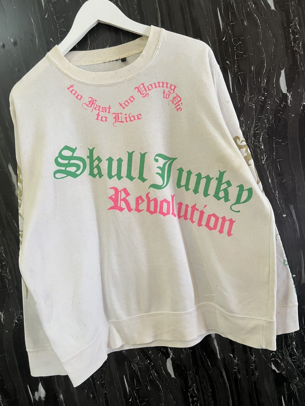 Japanese Brand VINTAGE SKULL JUNKY SWEATSHIRT – RAW JAPANESE STREET PUNK Size US XL / EU 56 / 4 - 3 Thumbnail