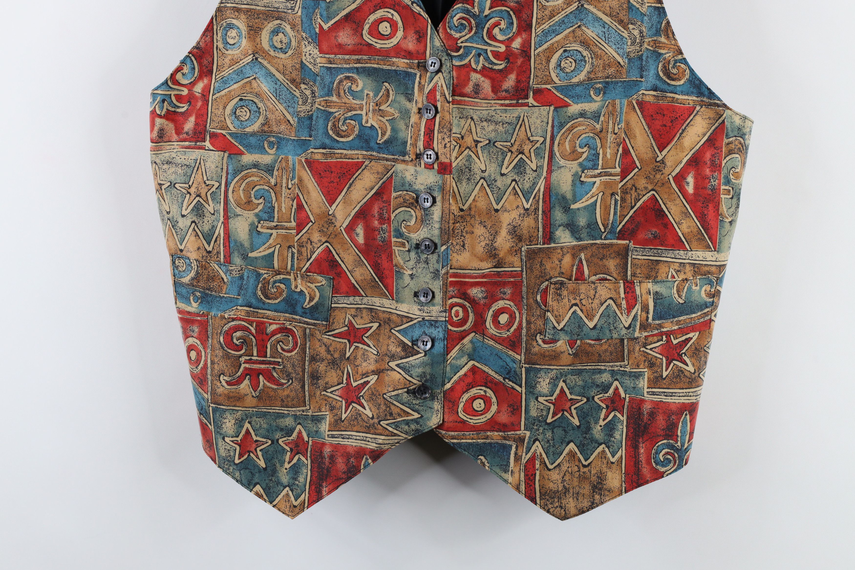 Vintage Vintage 90s Streetwear Geometric Silk Buckle Back Vest USA Size L / US 10 / IT 46 - 3 Thumbnail