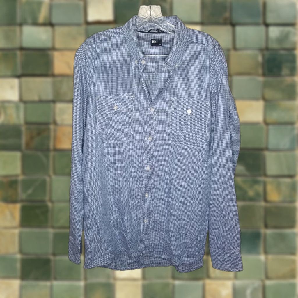 Vintage BKE Buckle Long Sleeve Plaid Button-Up Shirt With Pockets XL Blue Mens Size US XL / EU 56 / 4 - 1 Thumbnail