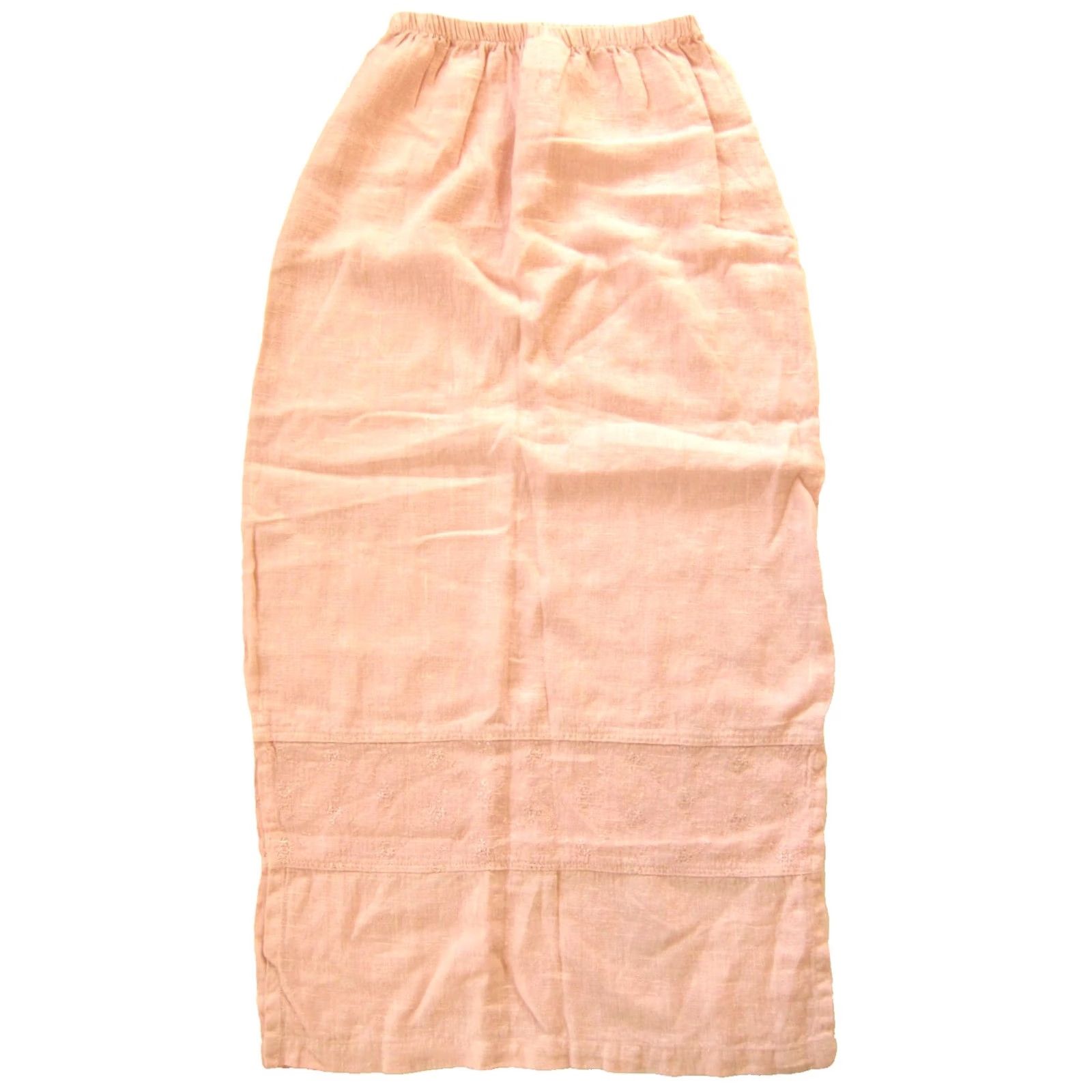 Pinko VINTAGE CLIO Pink Skirt Women XS 100% Linen Elastic Waist Straight Pencil Long Solid Linen Women's Skirt Size XS Pink Vintage CLIO - Size 26" / US 2 / IT 38 - 2 Thumbnail