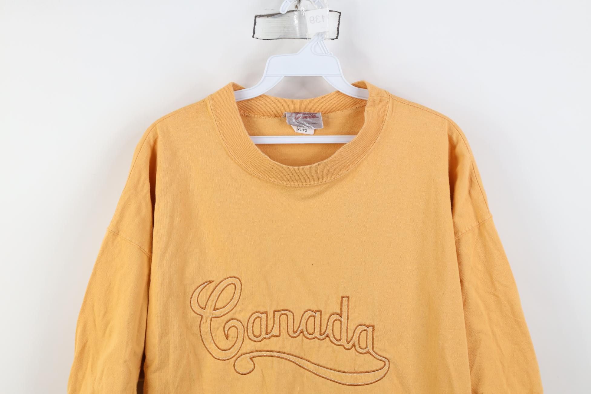 Vintage Vintage 90s Streetwear Script Canada T-Shirt Orange Size US XL / EU 56 / 4 - 2 Thumbnail