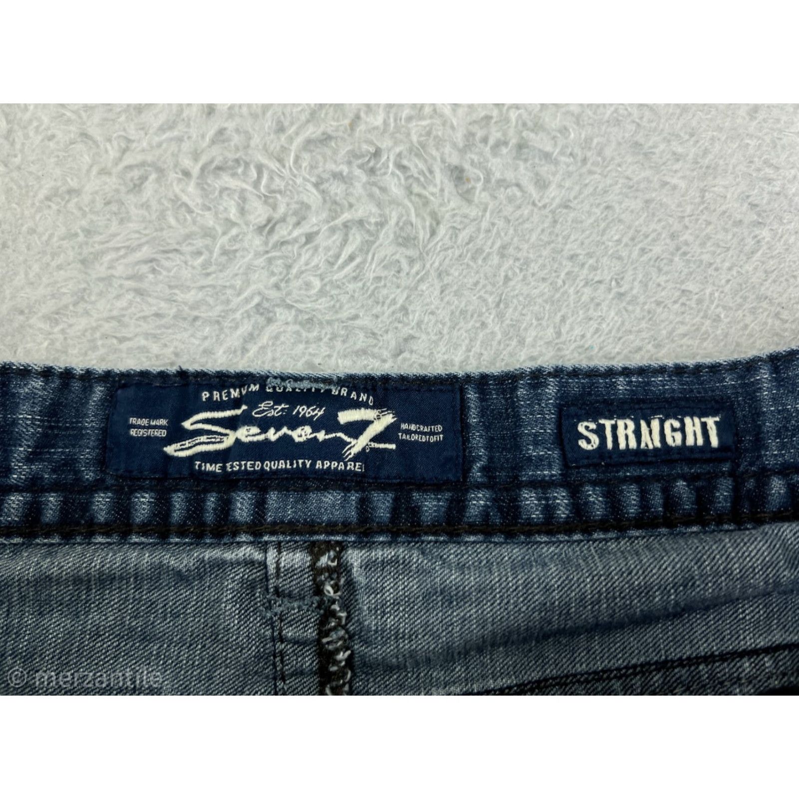 Vintage Seven7 Womens Jeans 34 Blue Denim Distressed Straight Embroidered 100% Cotton Size 24" / US 00 / IT 34 - 4 Thumbnail