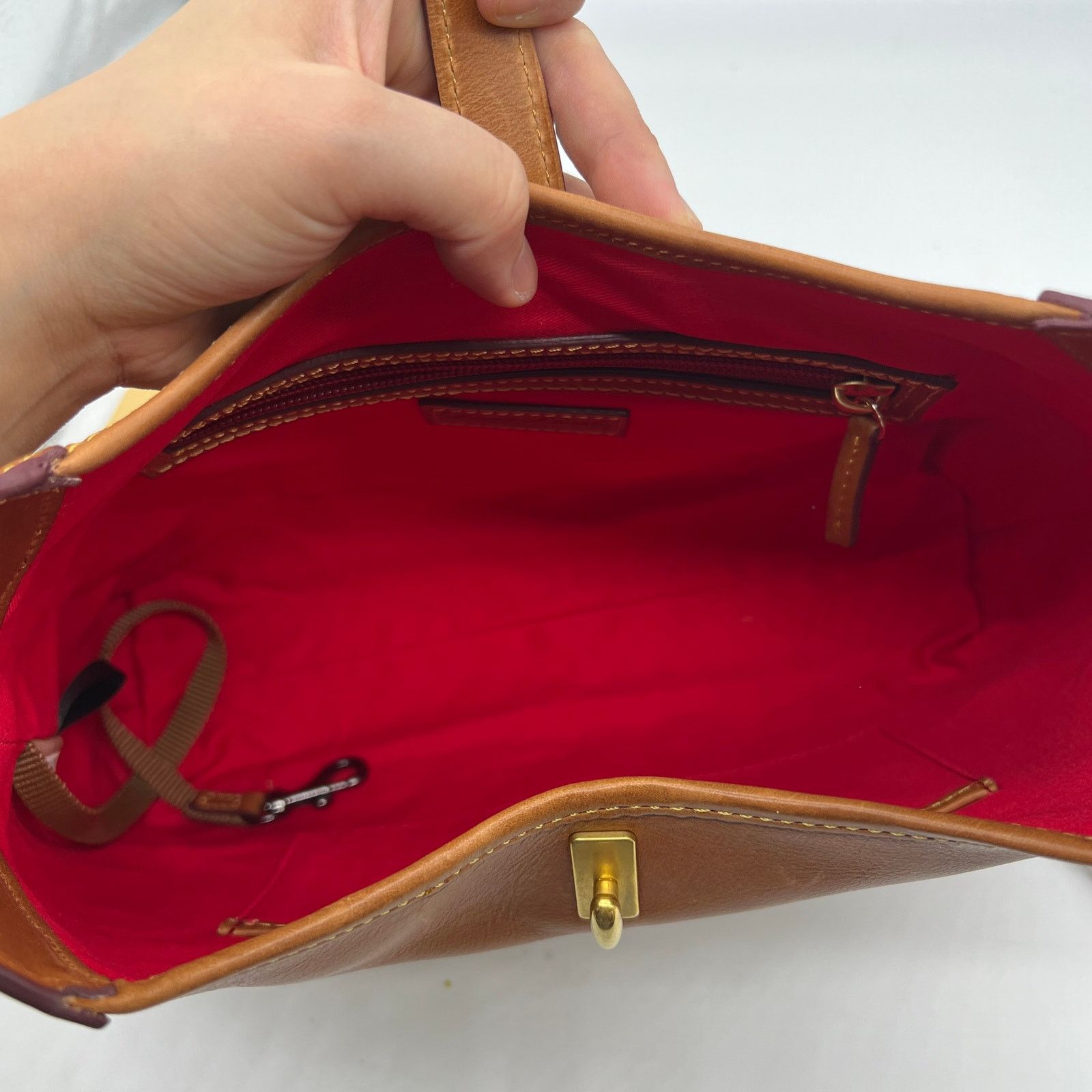 Dooney & Bourke Dooney & Bourke Florentine Leather Crescent Hobo Brown Size ONE SIZE - 15 Thumbnail