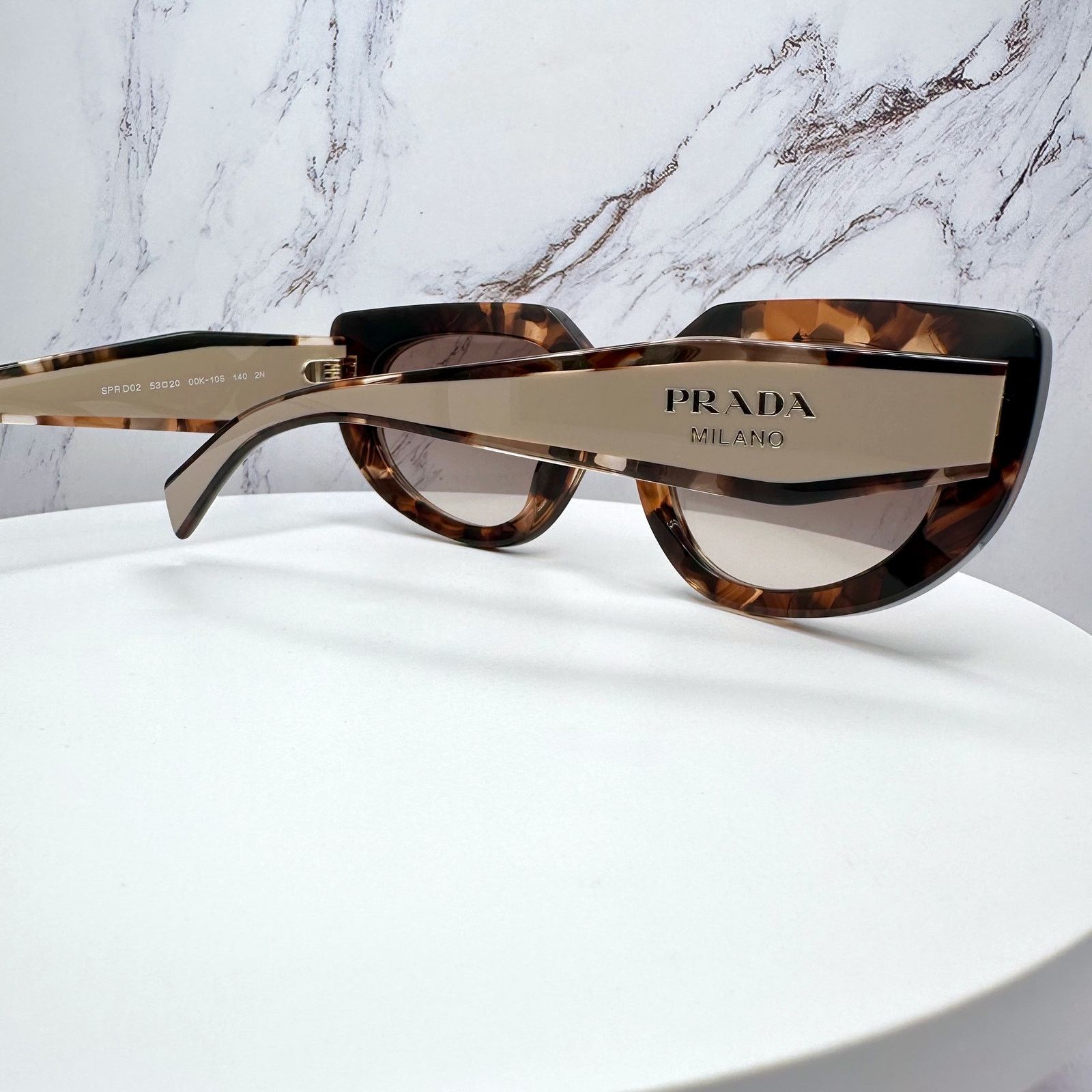Prada PRADA Sunglasses Brown Tortoise Caramel Gold Symbole Oval Size ONE SIZE - 17 Thumbnail