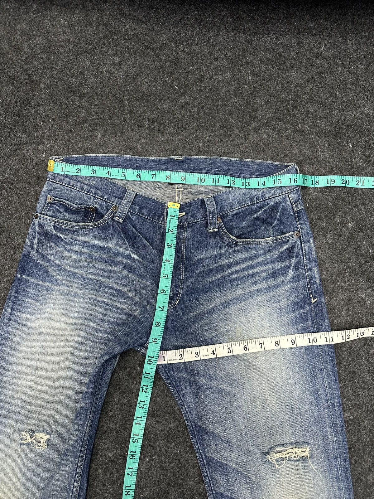 BUFFALO BOBS × Japan Blue × KOJIMA GENES Japan Blue Faded Washed Distressed Denim F57 Size US 31 - 9 Thumbnail
