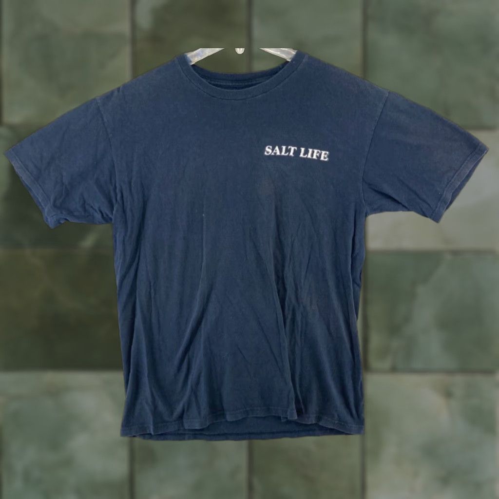 Vintage Salt Life Mens TShirt Medium Blue Live Salty Ship Anchor Rusty Kedge Shirt Adult M Blue Salt Life Beach Outdoor Graphic Print Mens T-Shirt Size US M / EU 48-50 / 2 - 1 Thumbnail
