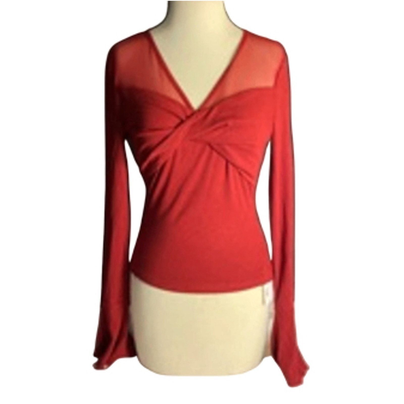 Other Cämmense Red Mesh Long Sleeve Twist Top Size Small NWT Size S / US 4 / IT 40 - 2 Thumbnail