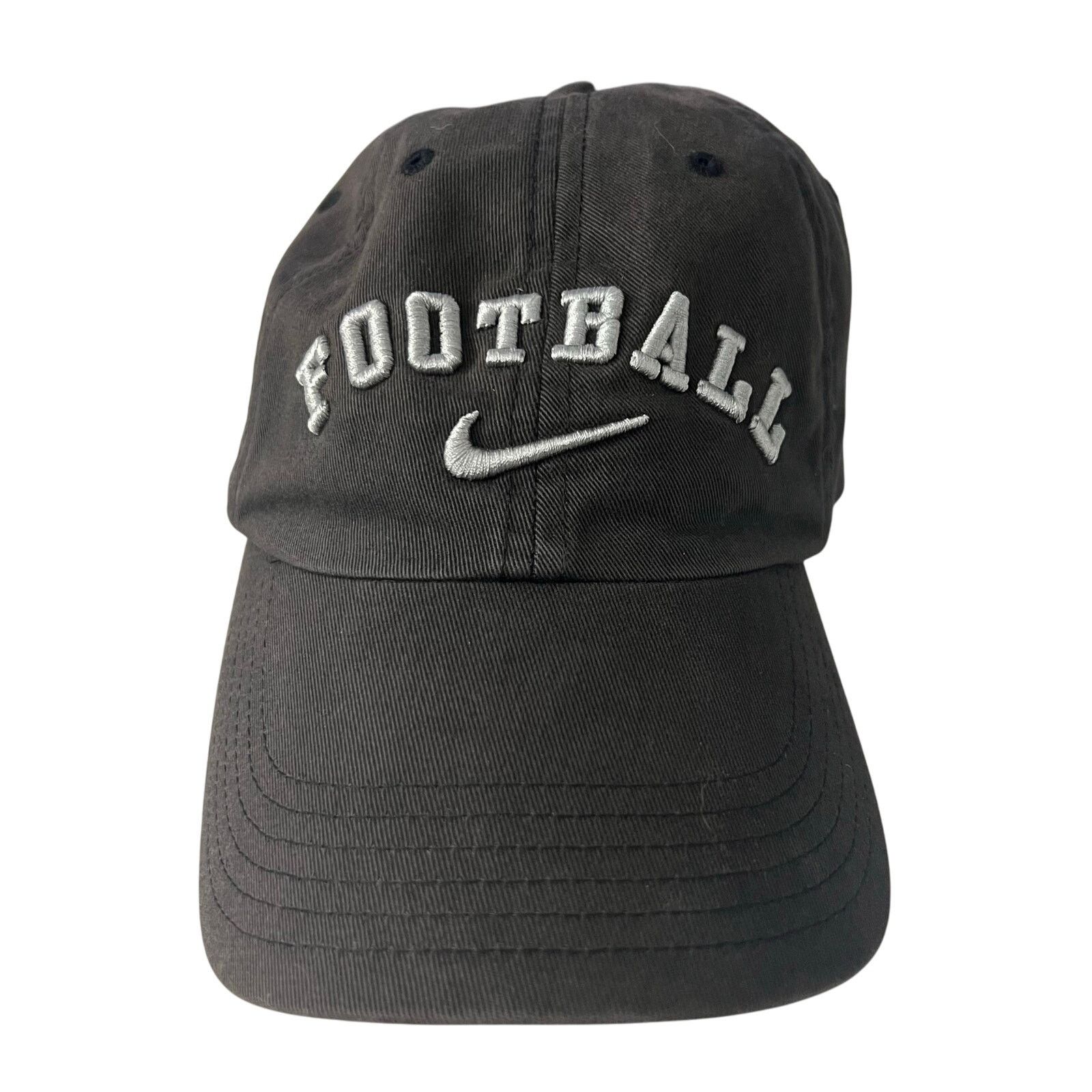 Nike Vtg 90s Nike Football Strapback Hat Adjustable Black Gray Size ONE SIZE - 1 Thumbnail