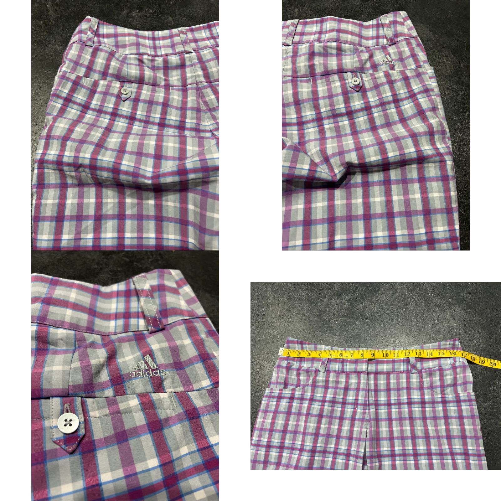 Adidas Adidas Womens Golf Shorts 6 Pink Purple Gray Plaid Climalite Casual Athletic Spring Summer Size 28" / US 6 / IT 42 - 8 Thumbnail