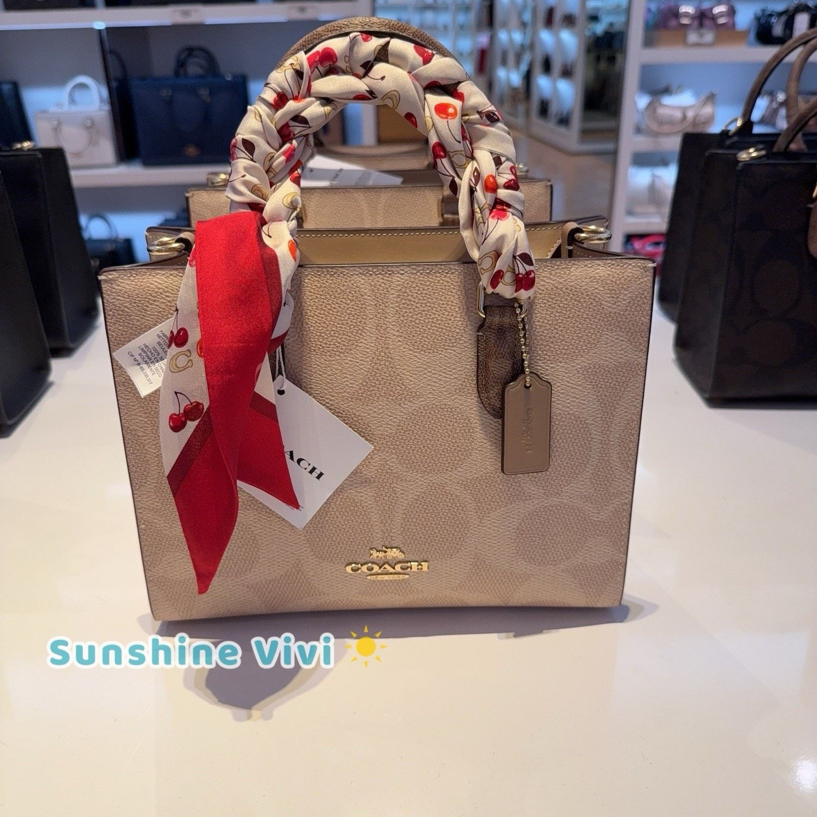 Coach NWT Bundle Coach cherry Scarf cdg77 CY676 Small Maggie Tote Size ONE SIZE - 2 Thumbnail