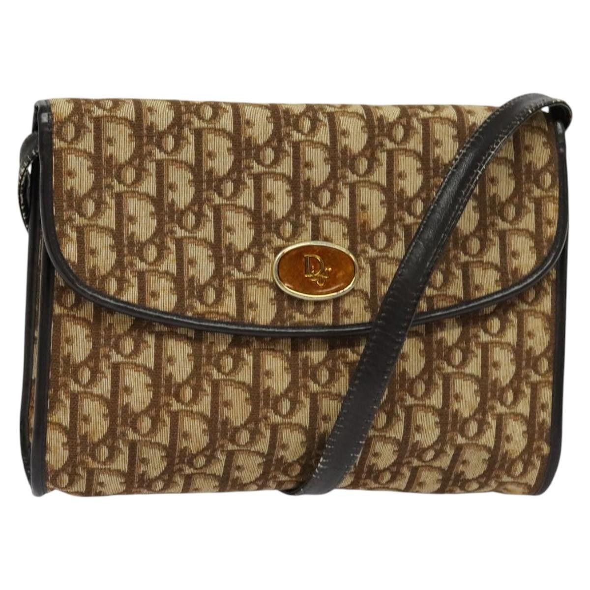 Dior Trotter Canvas Shoulder Bag Brown Gold, Women's