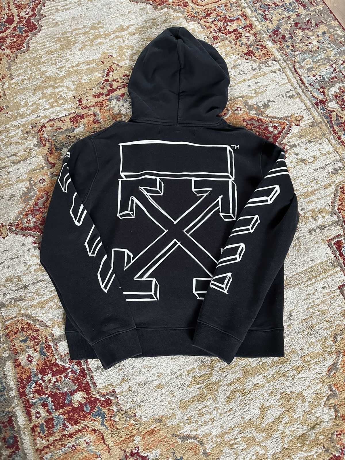 Off White off white diagonal marker arrows hoodie black Grailed