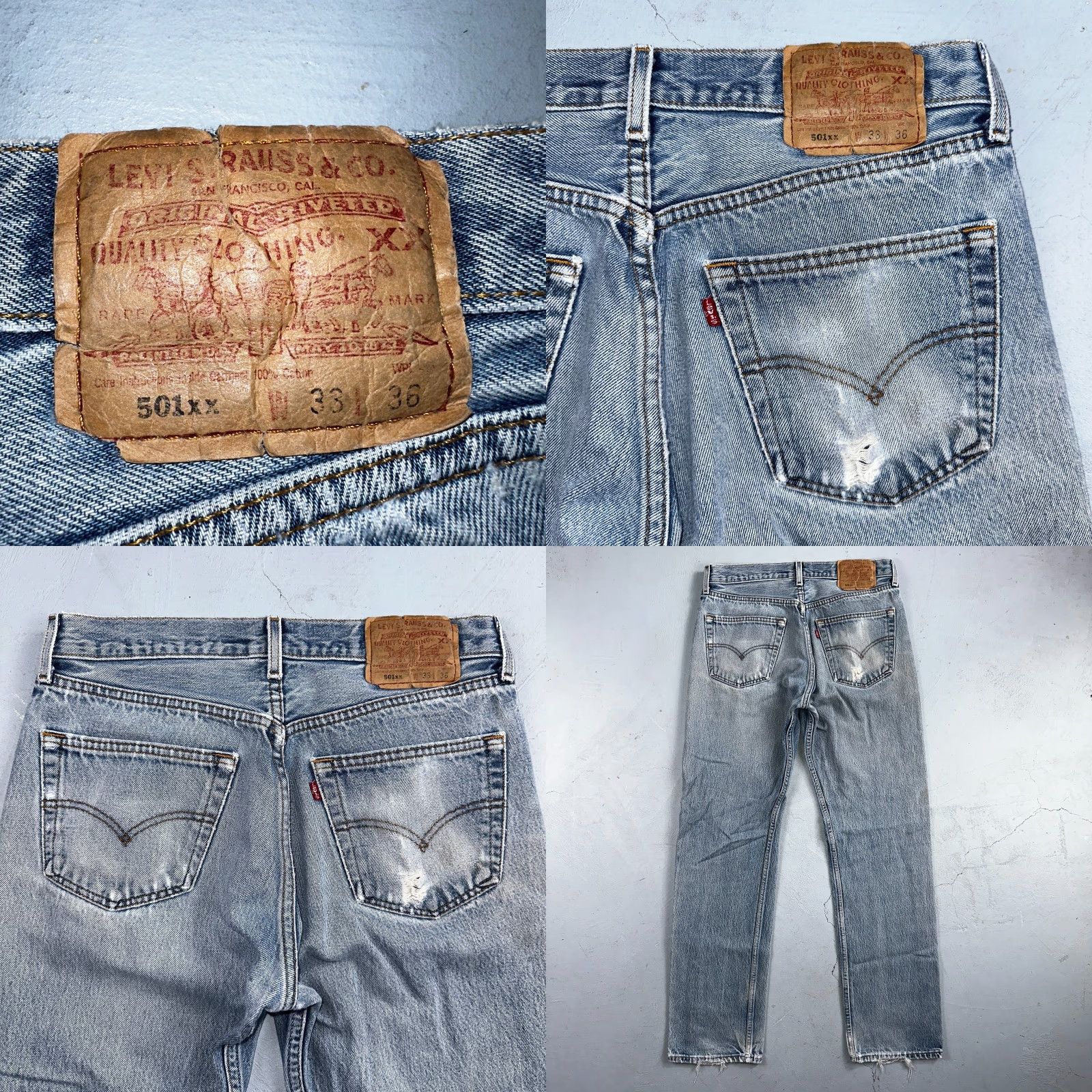 Levi's VINTAGE Levi's 501 Jeans Straight Blue Light Wash 33x36 501 Series USA 90s Mens Regular Jeans Size US 33 - 11 Thumbnail