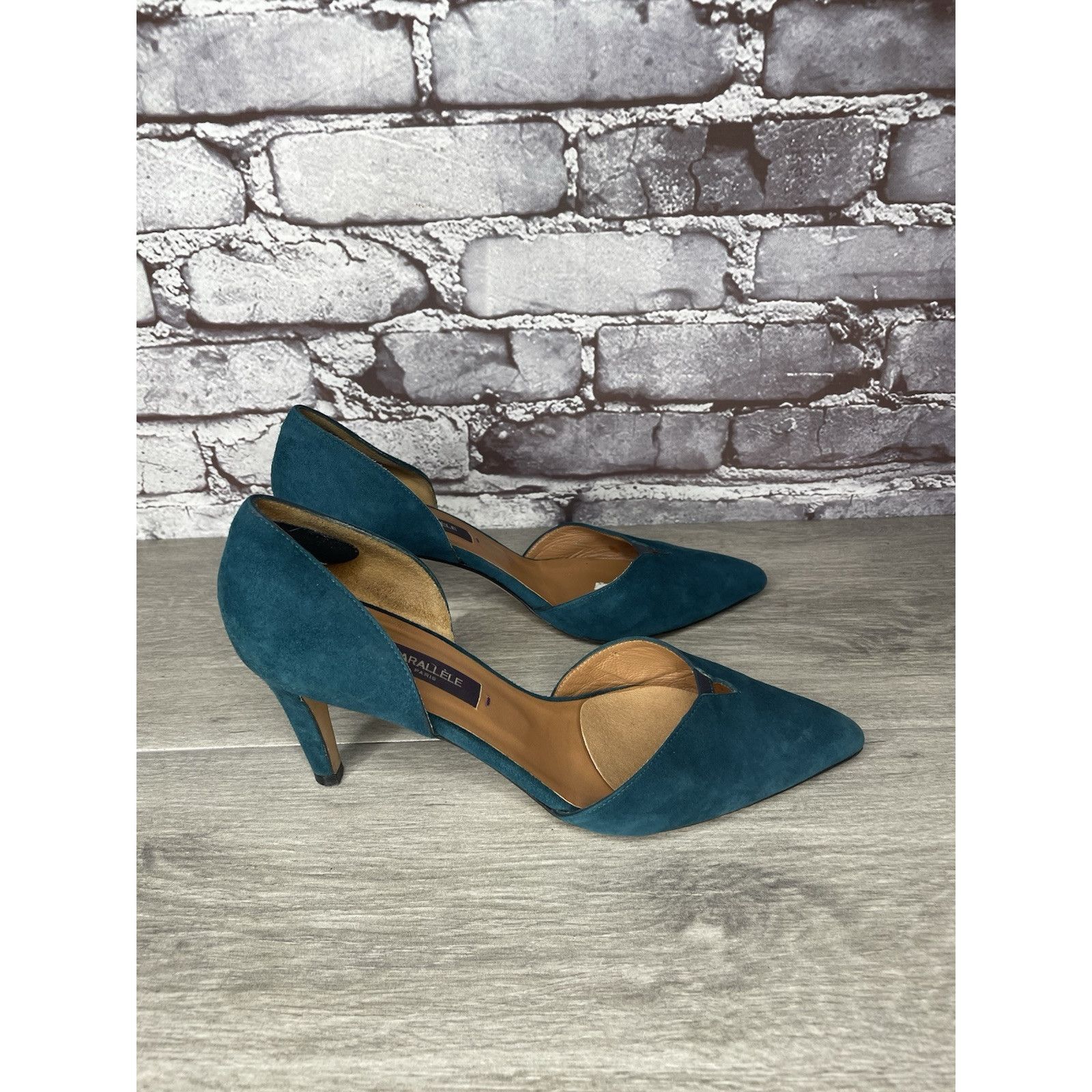 Other Parallele Blue Suede Leather Pointed Toe Stilettos Heels Wom Size US 7.5 / IT 37.5 - 14 Thumbnail