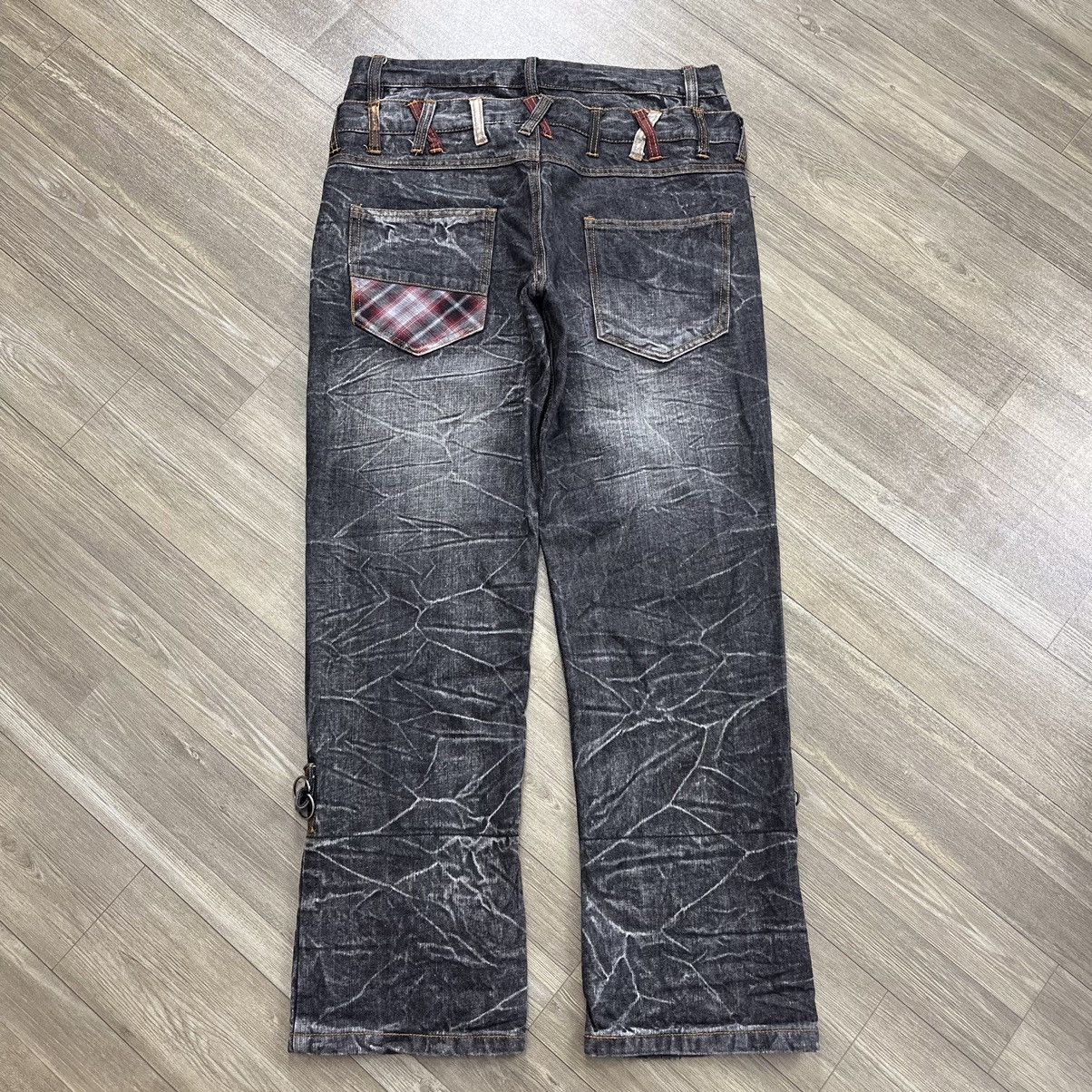 Japanese Brand Destroyed Y2K Barcedos Double Waist Lightning Design Jeans Size US 31 - 7 Thumbnail
