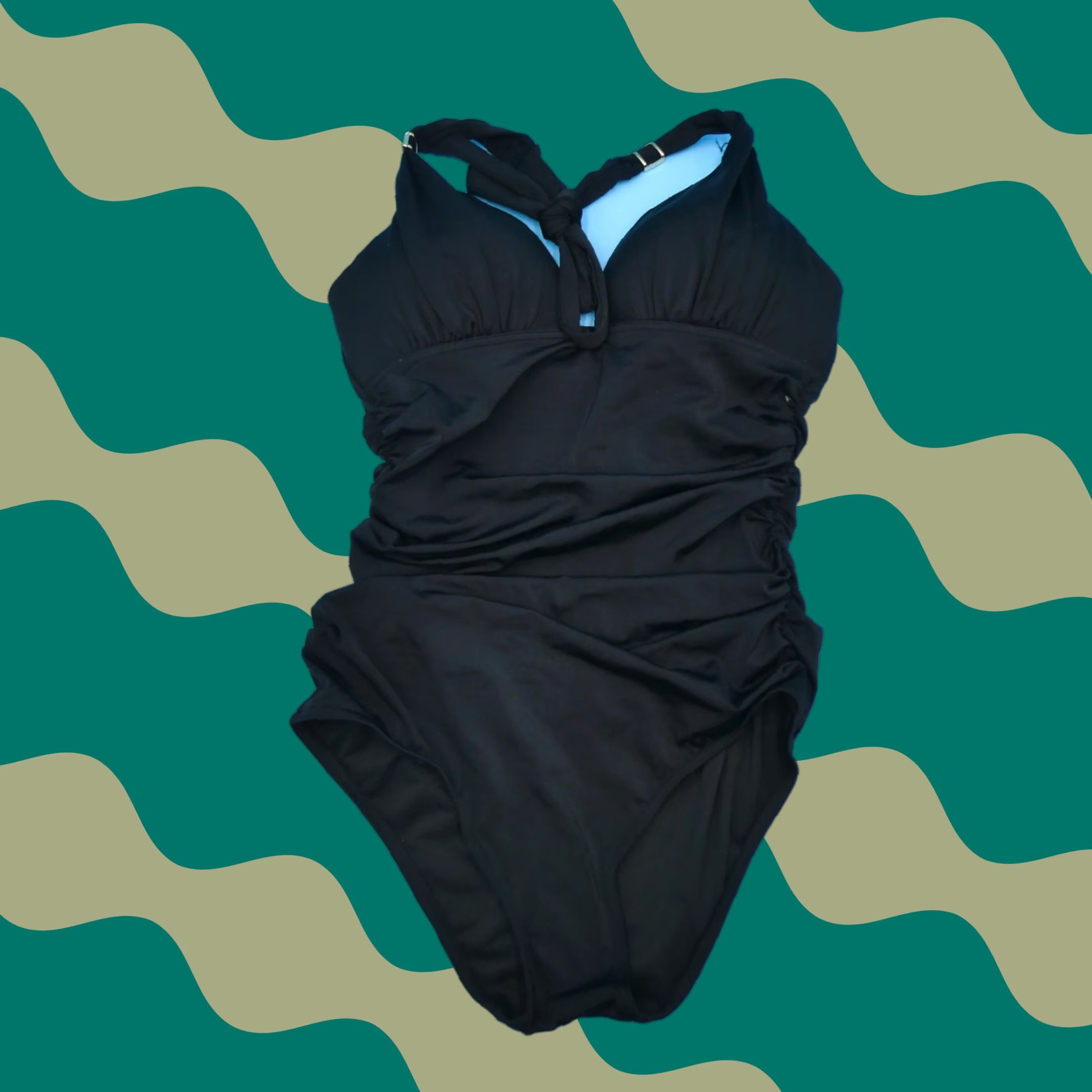 Victoria's Secret Swimsuit One Piece Medium Black Padded Ruffle Halter New Women