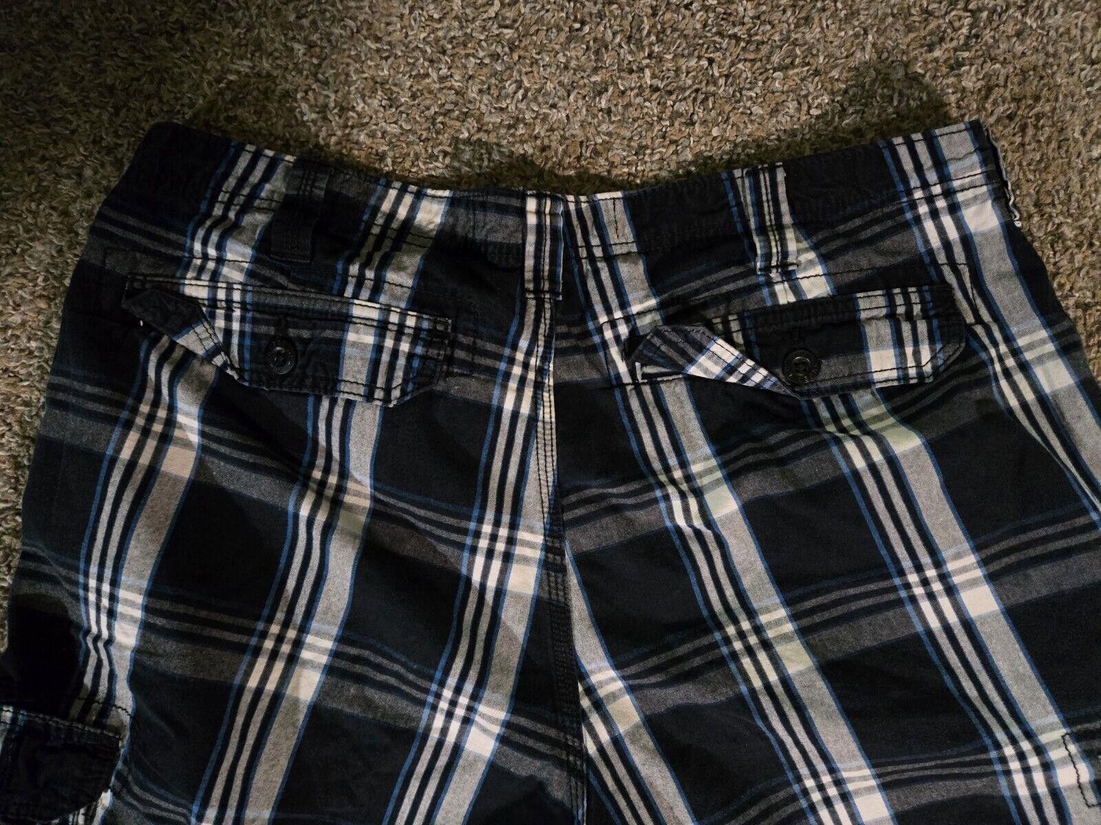Lee Black And White Blue Stripe Plaid Lee Dungaree Shorts 38 Size US 38 / EU 54 - 10 Thumbnail
