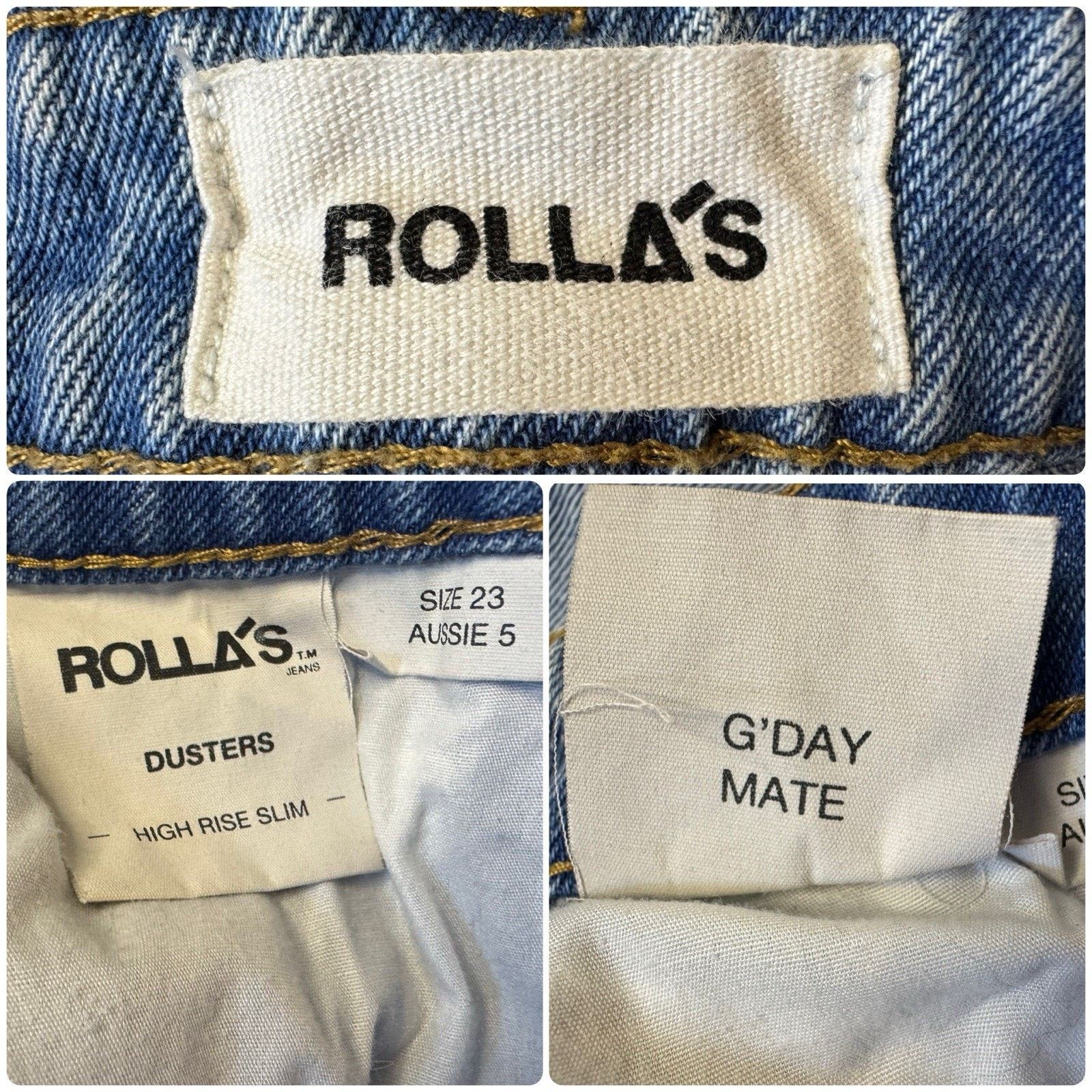 Rolla's ROLLA’S Dusters High Rise Slim Shorts G’Day Mate Aussie 5 23 Size 23" - 8 Thumbnail