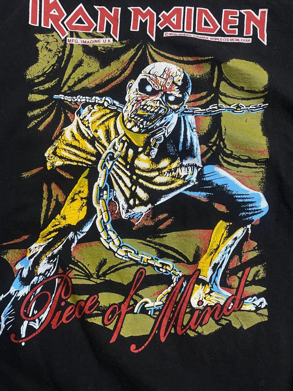 Band Tees × Iron Maiden × Vintage Rare Punk Vintage Iron Maiden Piece of Mind Black T shirt Size US M / EU 48-50 / 2 - 4 Thumbnail