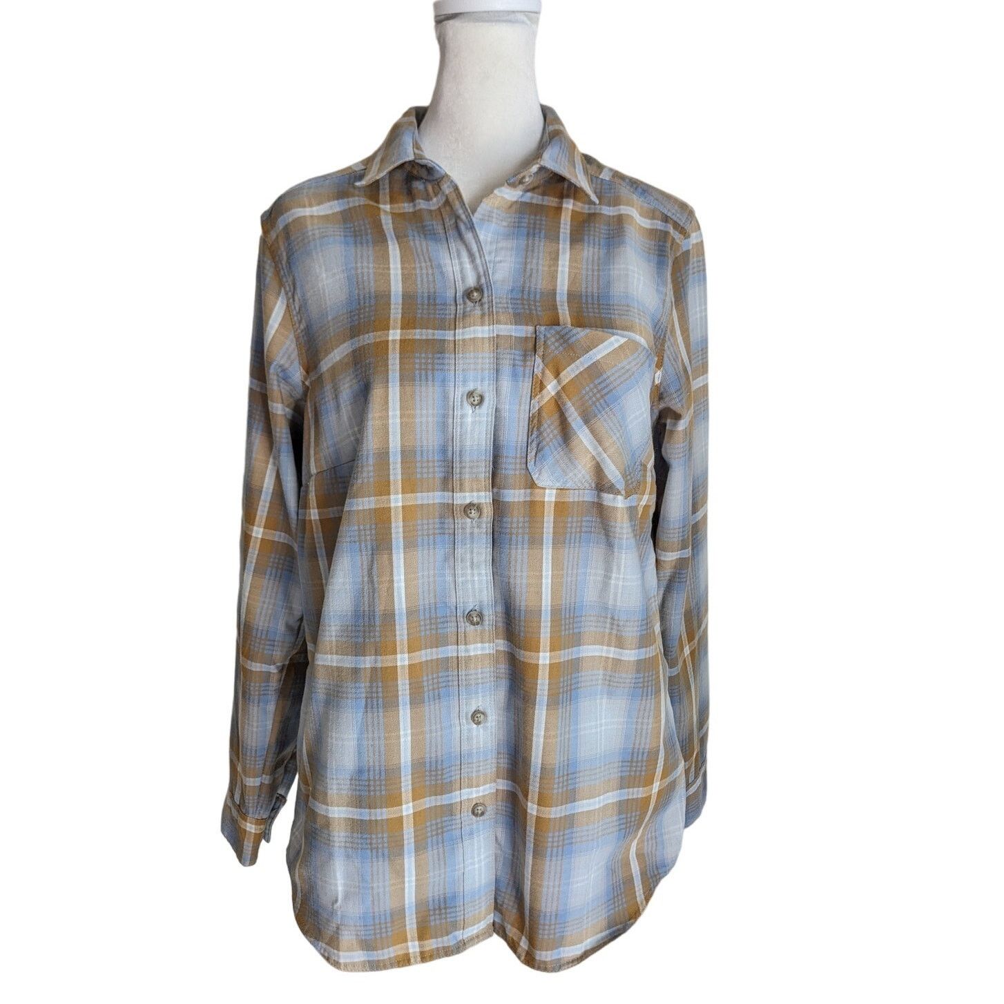 Eddie Bauer Eddie Bauer Classic Fit Twin Falls Gold Blue Plaid Button Up Size S / US 4 / IT 40 - 1 Thumbnail