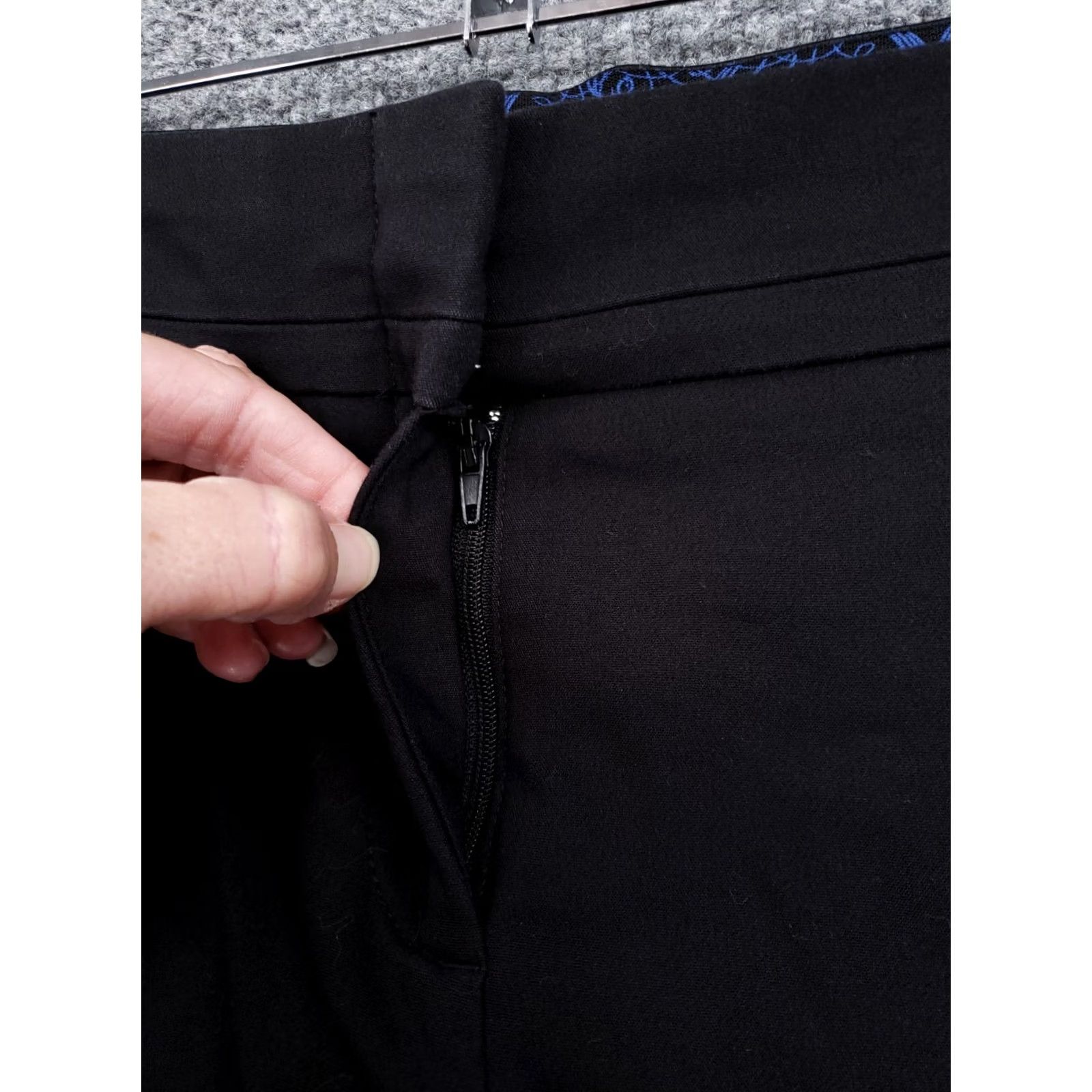 Vintage Peter Nygard Dress Pants Womens 8 Black Mid-Rise Straight Side Slit Flat Slacks Size 30" / US 8 / IT 44 - 6 Thumbnail