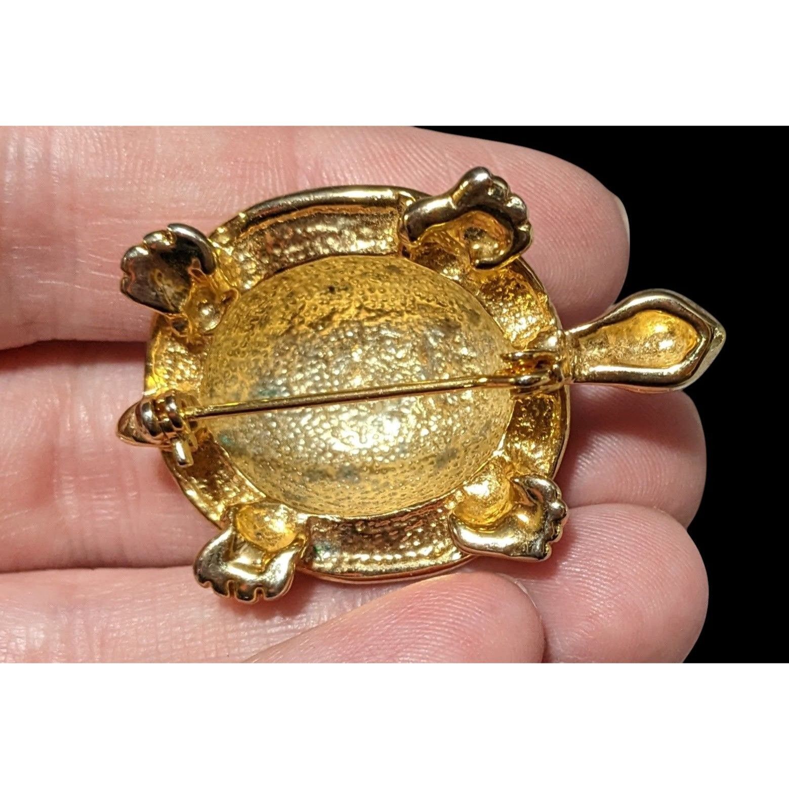 Other Vintage Gold Tone Rainbow Enamel Rhinestone Turtle Brooch Size ONE SIZE - 3 Thumbnail