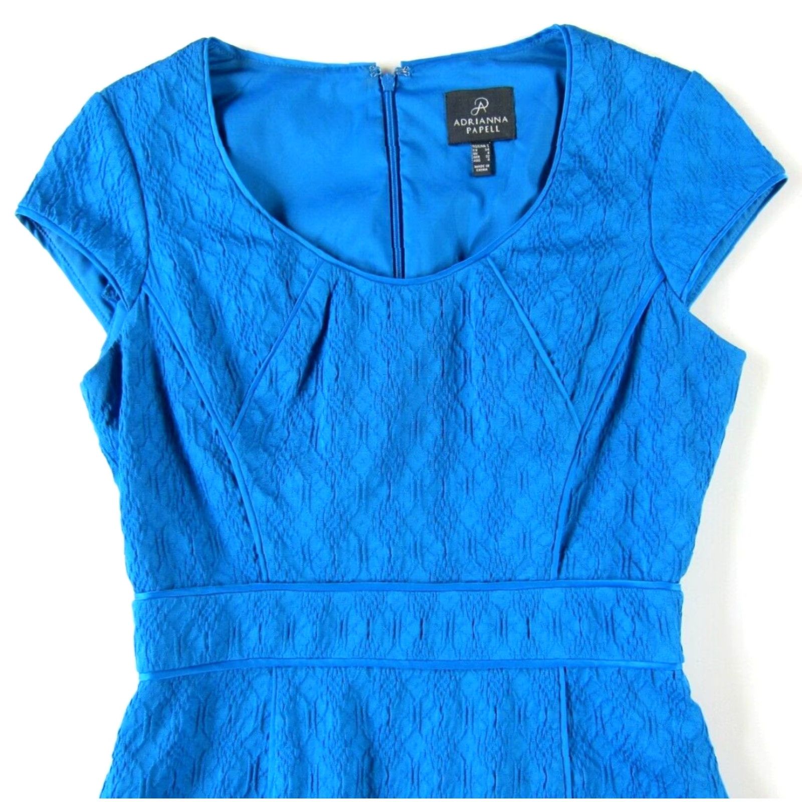 Adrianna Papell Adrianna Papell Royal Blue 60's Style Cap Sleeve Sheath Pencil Straight Dress 2 Size XS / US 0-2 / IT 36-38 - 4 Thumbnail