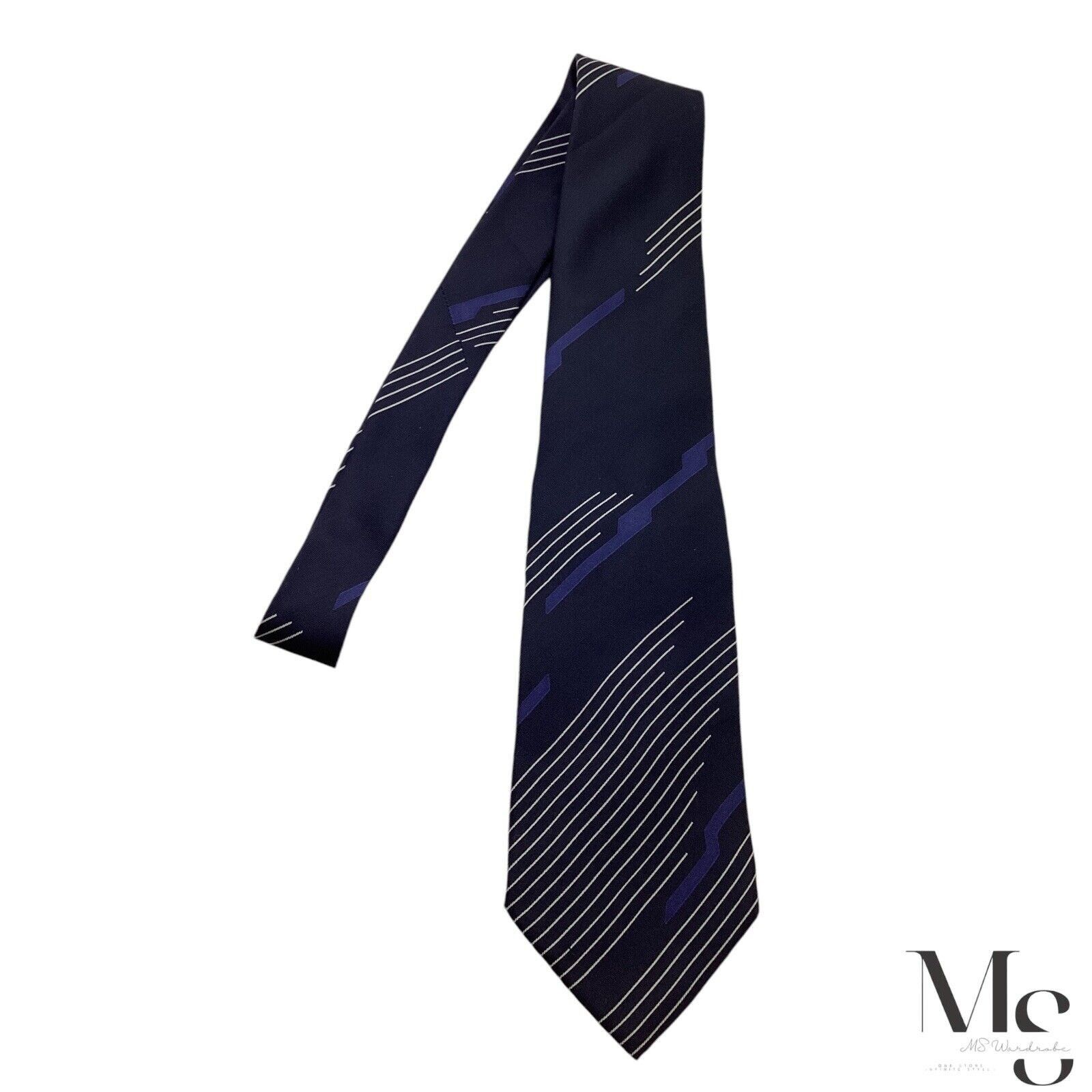 Giorgio Armani GIORGIO ARMANI Blue Striped Luxury Silk Tie Made In Italy W: Size ONE SIZE - 6 Thumbnail
