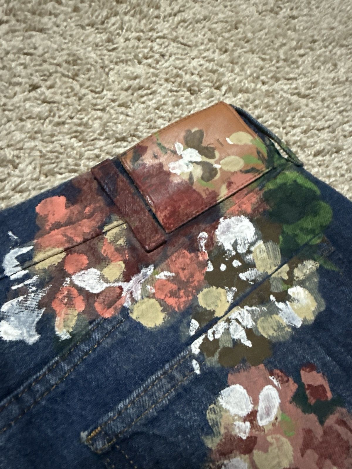 Gucci Hand Painted Floral Jeans Size US 32 / EU 48 - 3 Thumbnail