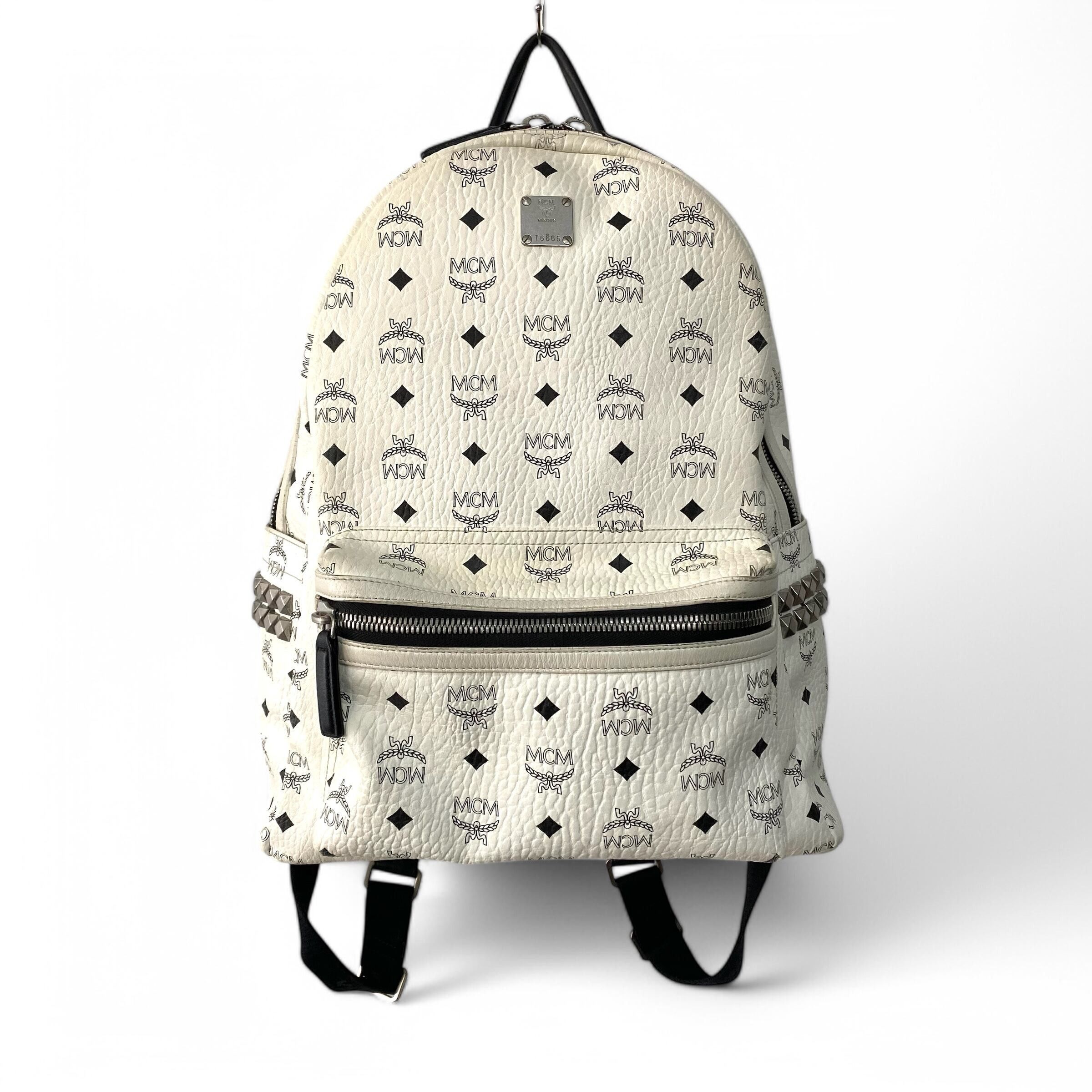 MCM Visetos Backpack White Medium