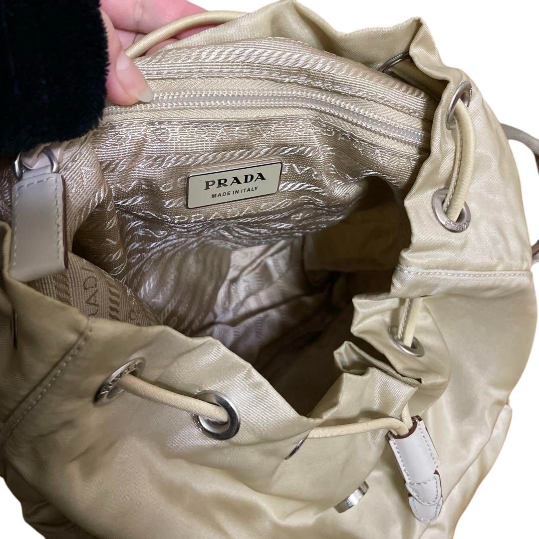 Prada Prada - Beige Rucksack Backpack Vintage Triangle Logo Plate Size ONE SIZE - 2 Thumbnail