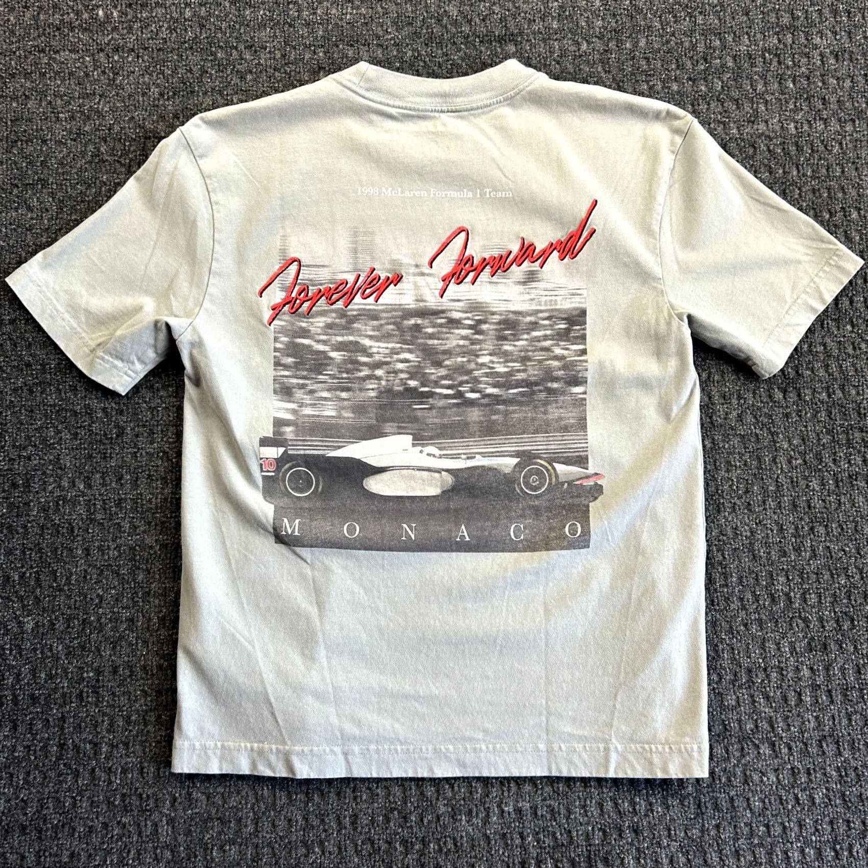 Vintage McLaren F1 Team T Shirt XS Heavyweight Boxy Fit McLaren Formula 1 Team Gray 1998 Monaco Mens T-Shirt Size US XS / EU 42 / 0 - 2 Thumbnail