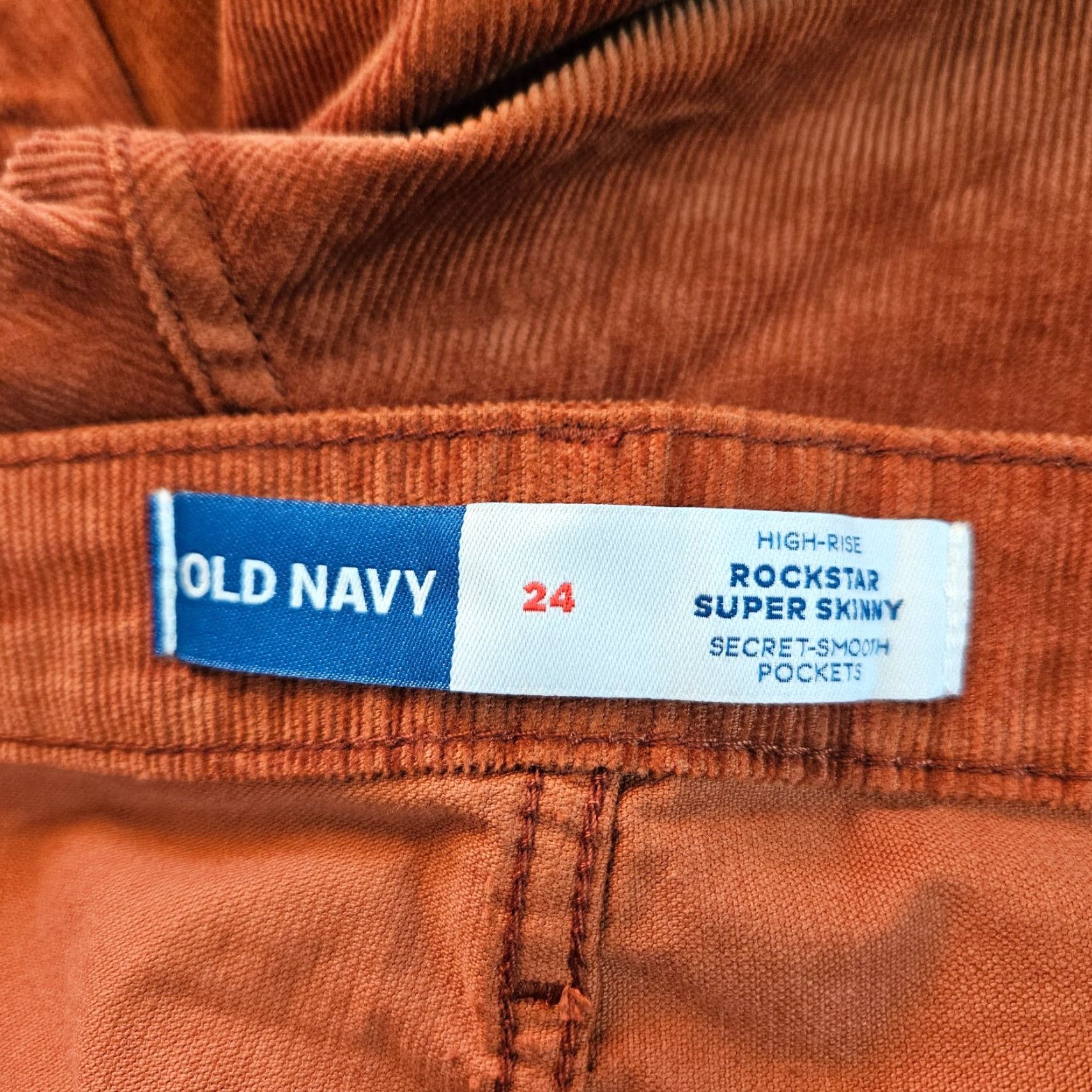 Old Navy VINTAGE Old Navy Womens Rockstar Super Skinny Corduroy Pants Sz 24 Umbria High Rise Red Cotton Blend 28.5 Inseam Womens Size 42" / US 20 - 8 Thumbnail