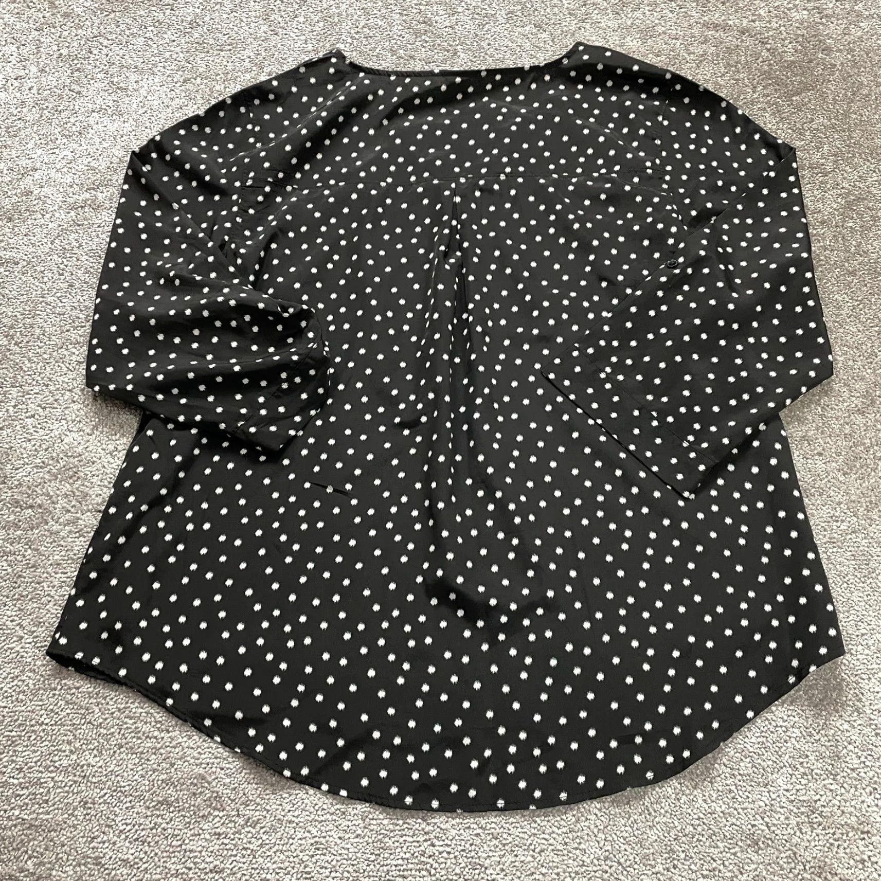 Faded Glory Faded Glory Blouse Shirt Womens 2XL Polka Dot Black White Roll Tab Sleeve Casual Tunic Blouse Size XXL / US 16-18 / IT 52-54 - 2 Thumbnail