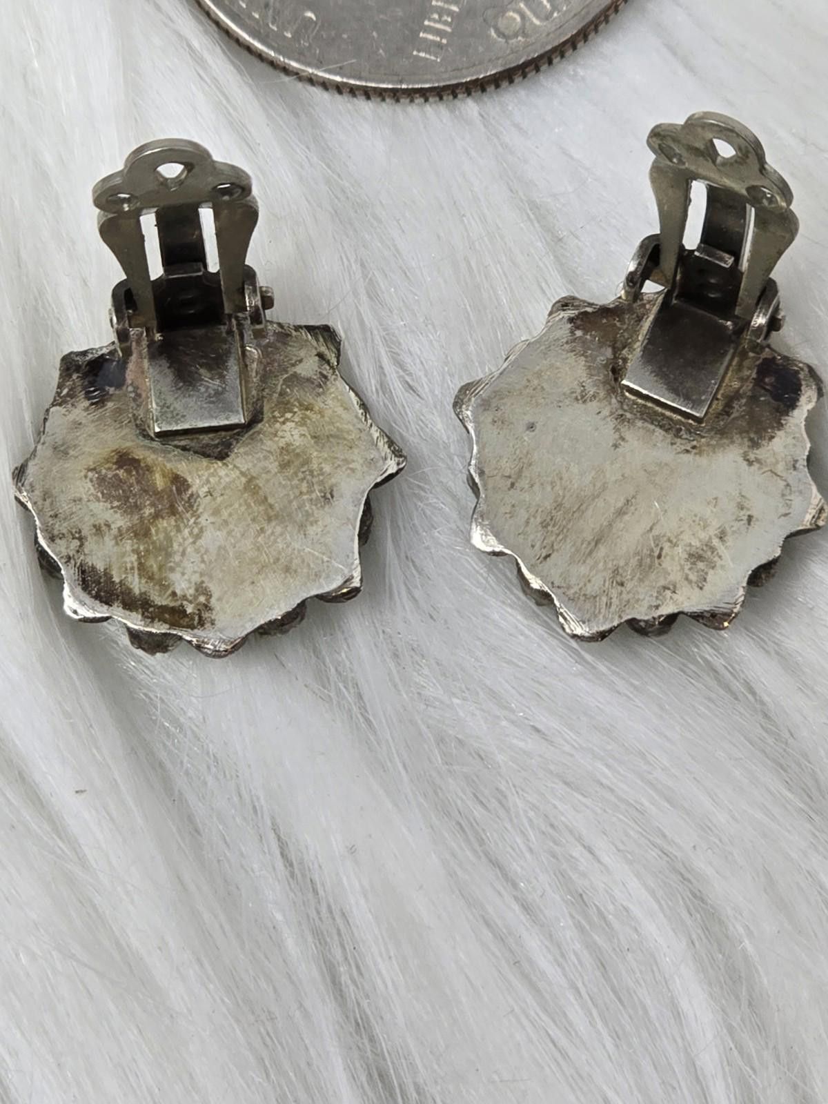 Other Vintage Zuni 925 Silver Turquoise Petit Point Earrings Size ONE SIZE - 5 Thumbnail