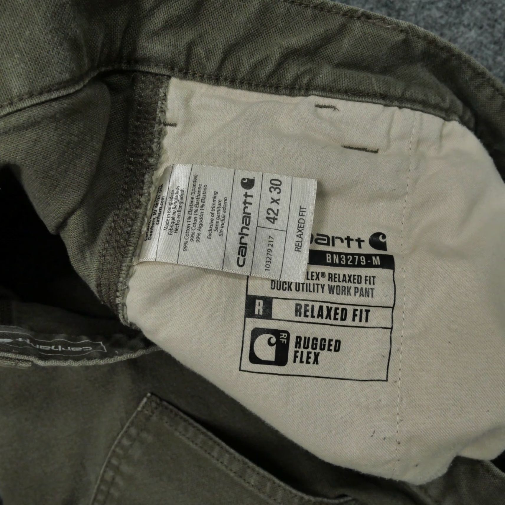 Carhartt VINTAGE Carhartt Pants Mens 42x30 Green Canvas Pants Workwear Relaxed Rugged Flex 40x30 Size US 40 / EU 56 - 6 Thumbnail