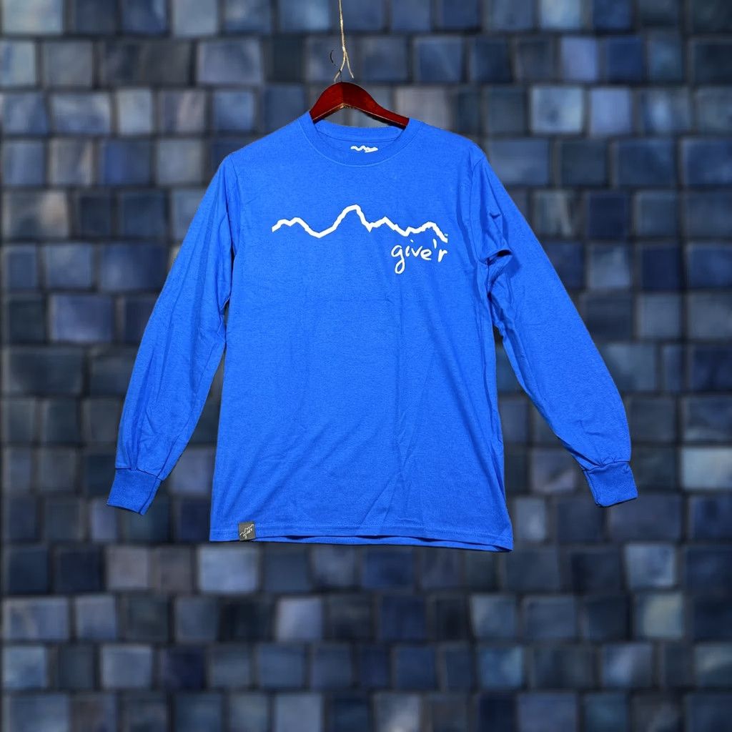 Vintage Give'r Your All Tee Shirt Mens Small Blue Cotton Long Sleeve Crew Neck Fly Fishing Graphic Size US S / EU 44-46 / 1 - 1 Thumbnail