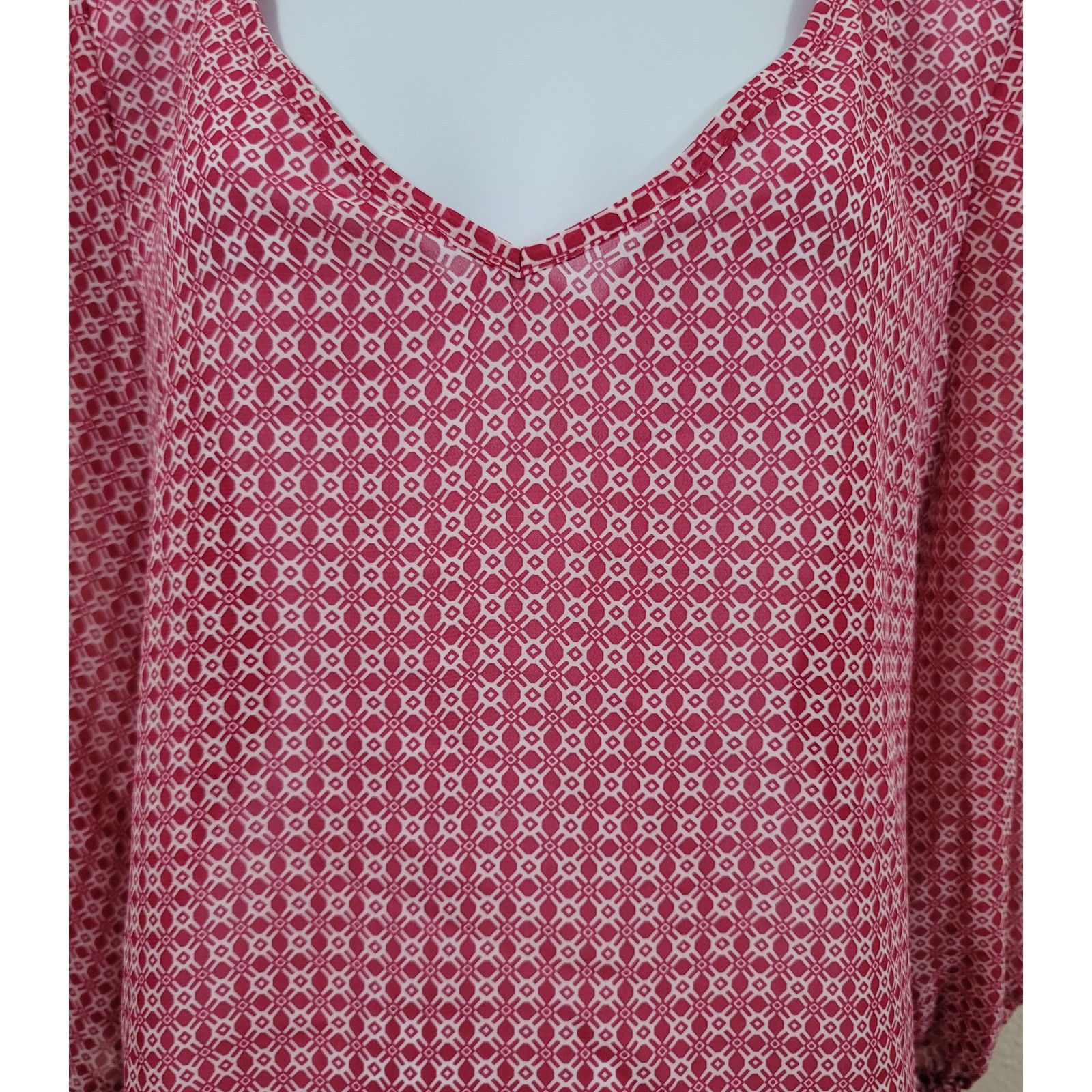 Other Wishful Park Red White Geo Print Sheer Top Small Lightweight Size S / US 4 / IT 40 - 5 Thumbnail