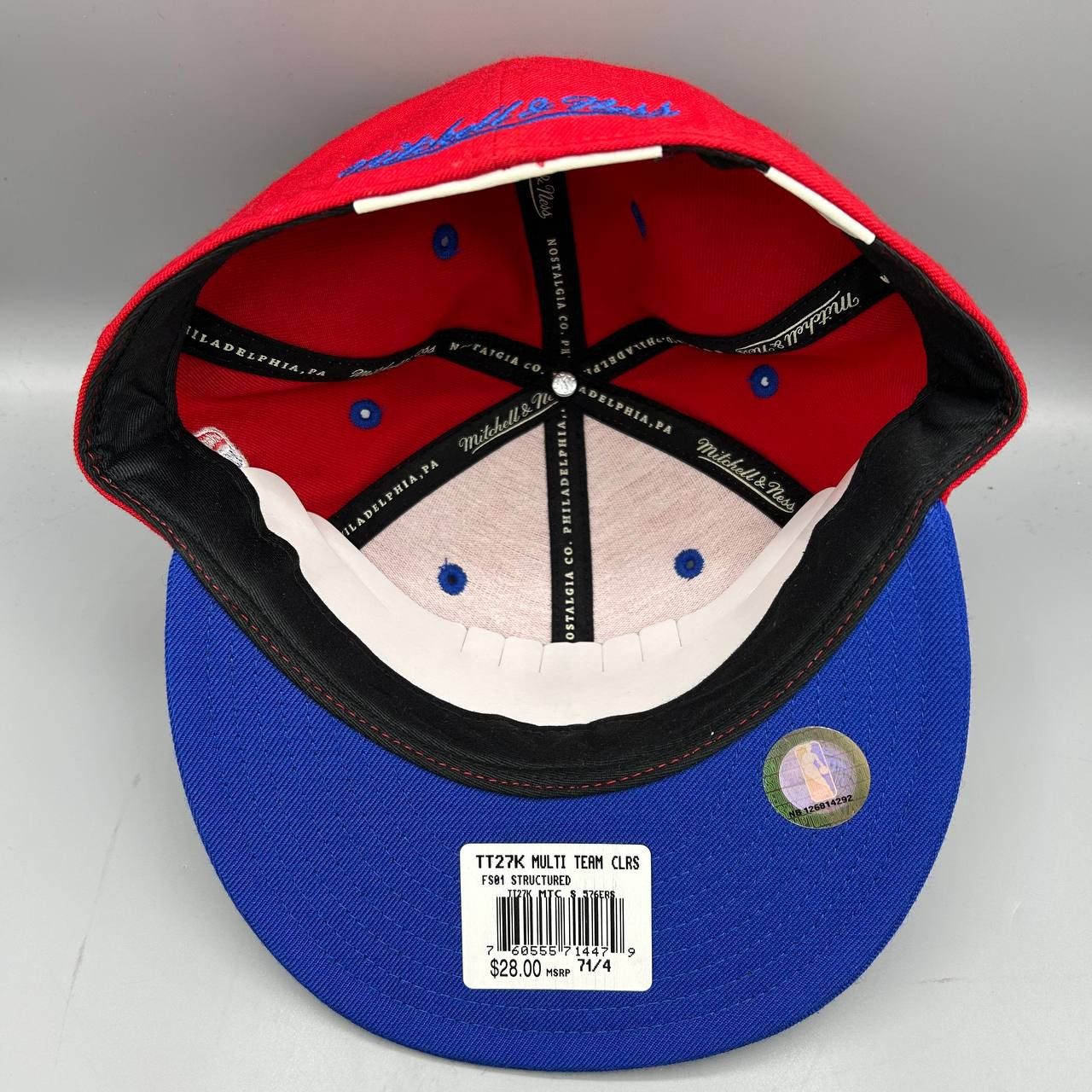 Mitchell & Ness Philadelphia 76ers Hat Men 7 1/4 Red NBA Fitted Cap Wool New Size ONE SIZE - 2 Thumbnail