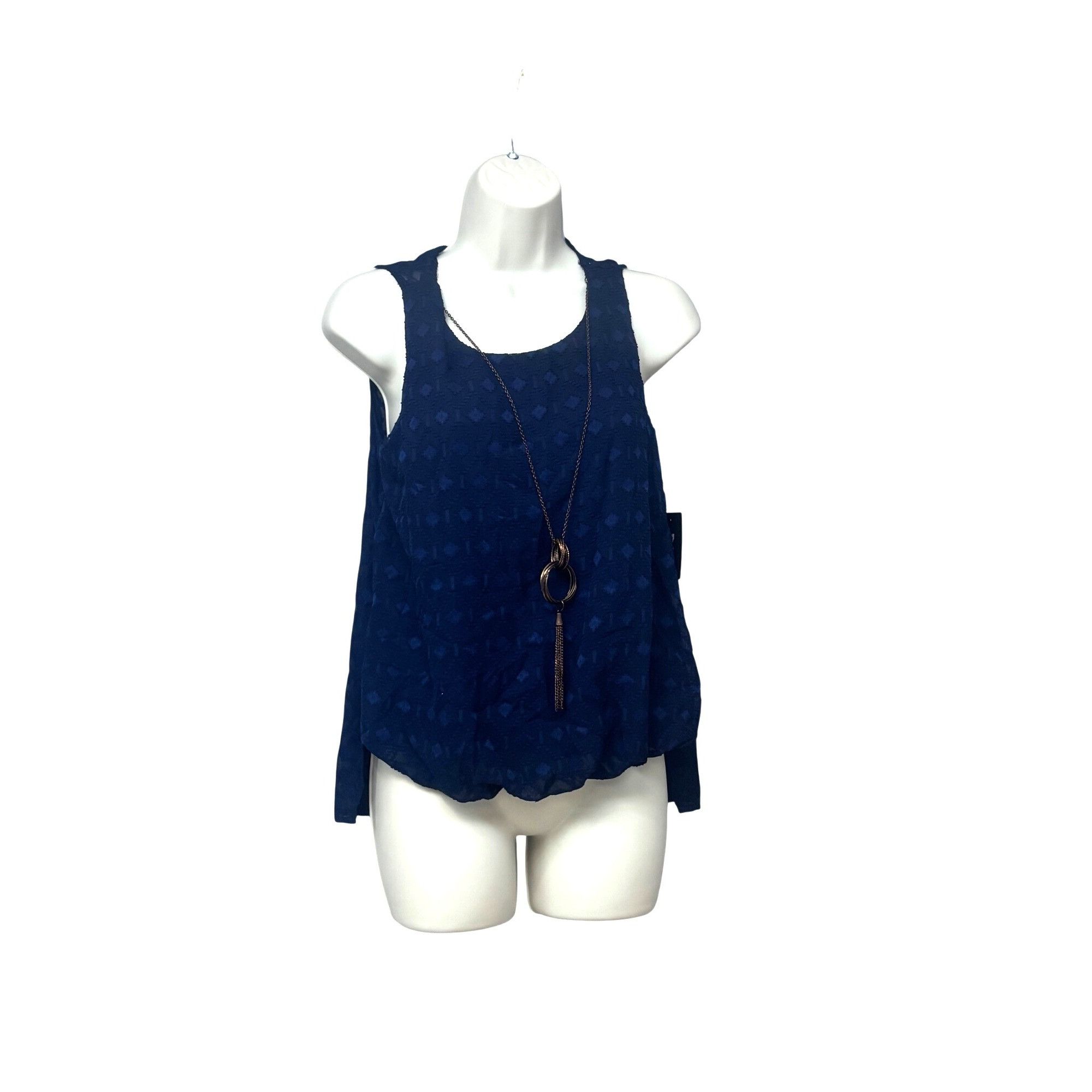 Other Iz Byer Navy Blue Textured Sleeveless Blouse W/Removable Nec Size S / US 4 / IT 40 - 11 Thumbnail