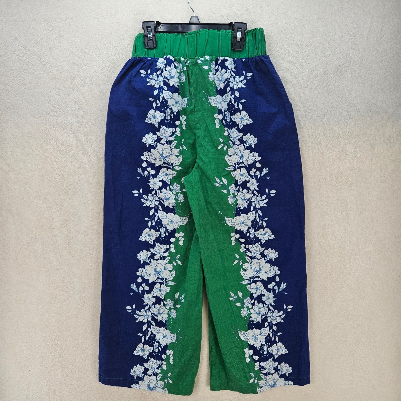 Other KOURT WOMEN'S SMALL LINEN WIDE LEG PANTS BLUE GREEN FLORAL Size 24" / US 00 / IT 34 - 7 Thumbnail