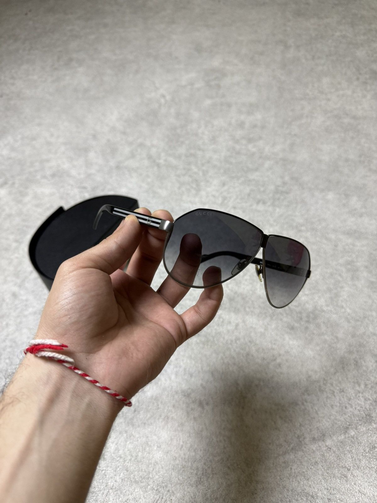 Gucci Vintage 00s Gucci Aviator Sunglasses Very Rare Silver Size ONE SIZE - 1 Thumbnail